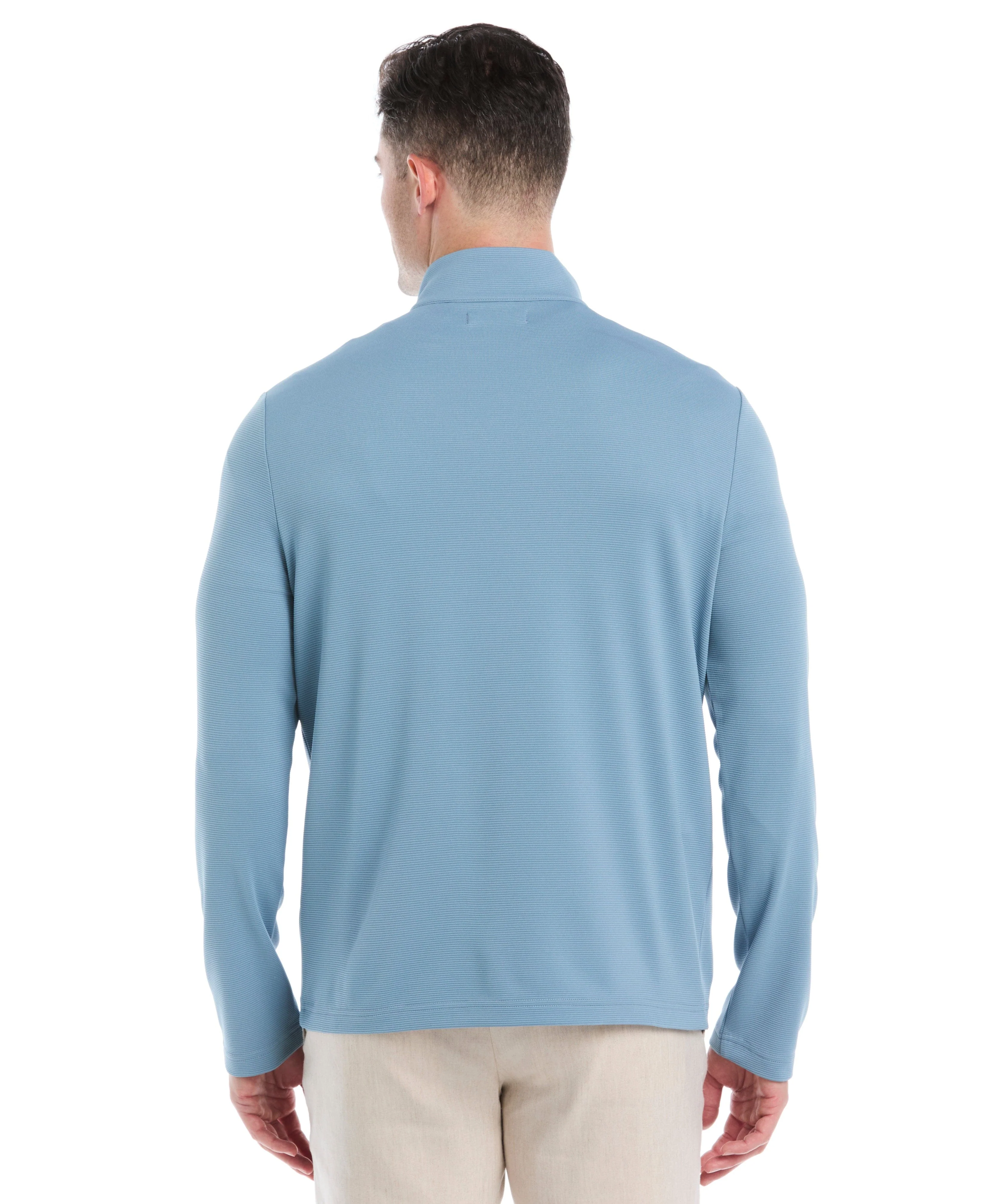 Solid Textured 1/4 Zip Pullover Sweater - Image 3