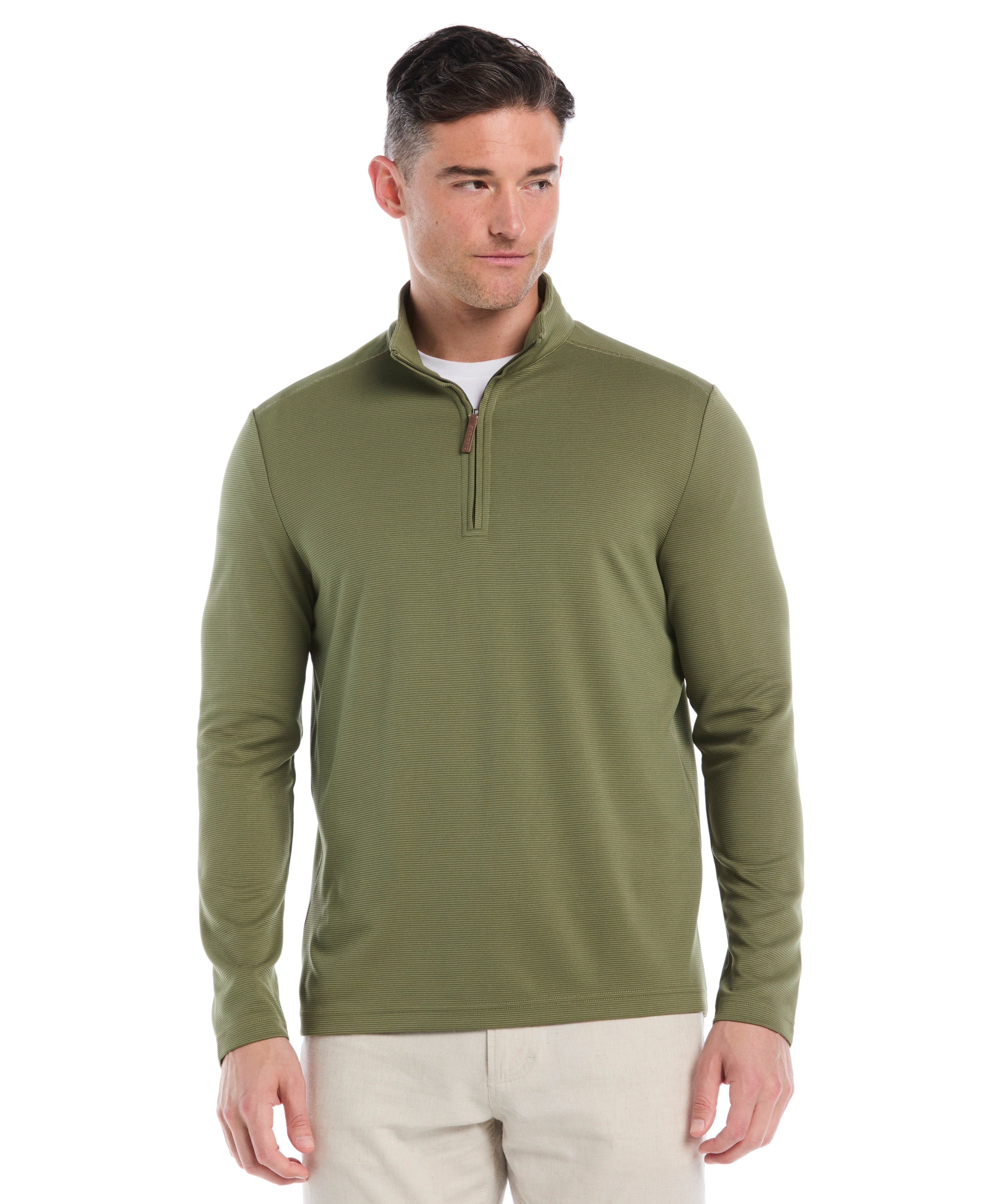 Solid Textured 1/4 Zip Pullover Sweater - Image 33