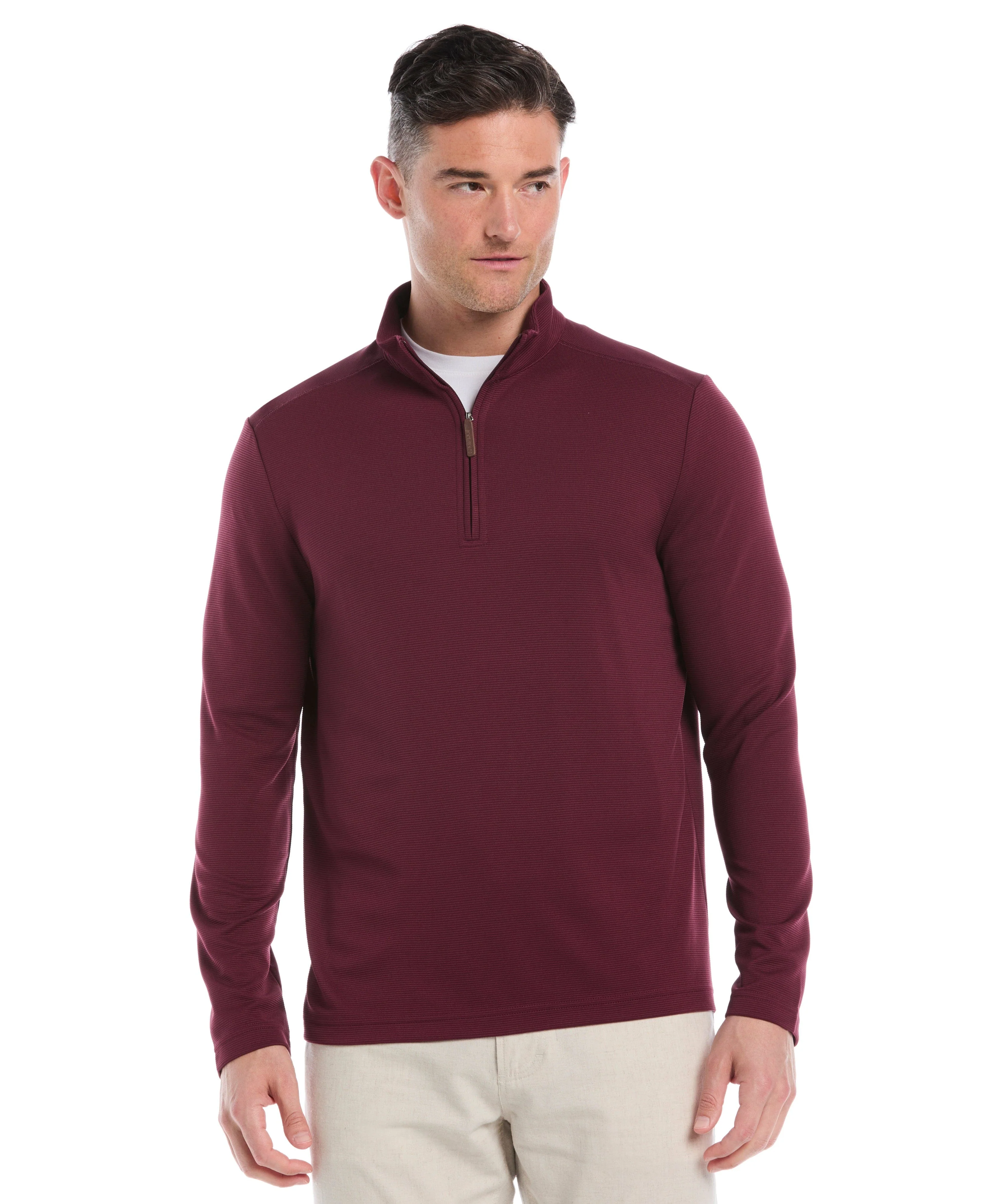 Solid Textured 1/4 Zip Pullover Sweater - Image 40