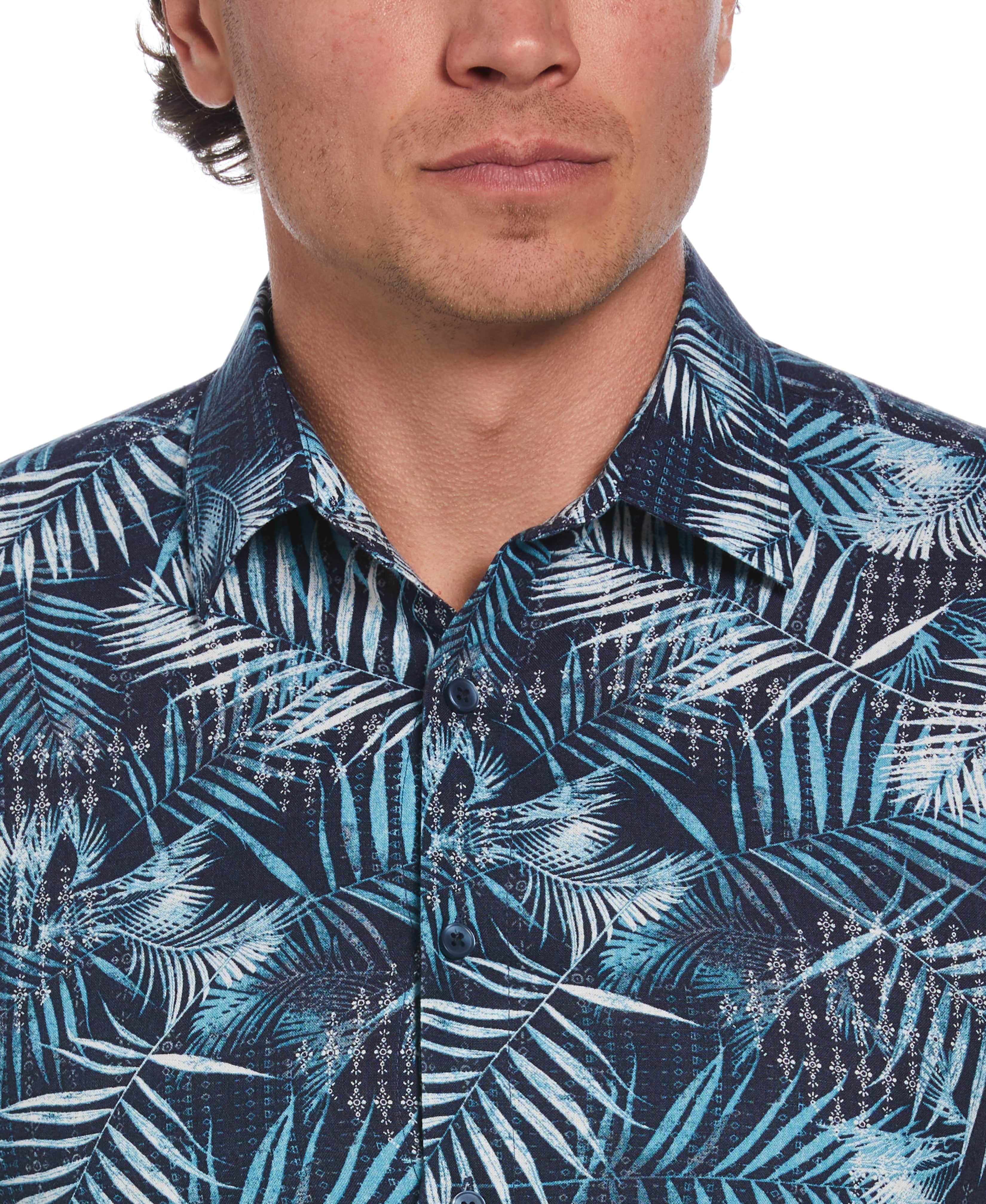 Abstract Geo Leaf Print Shirt - Image 4