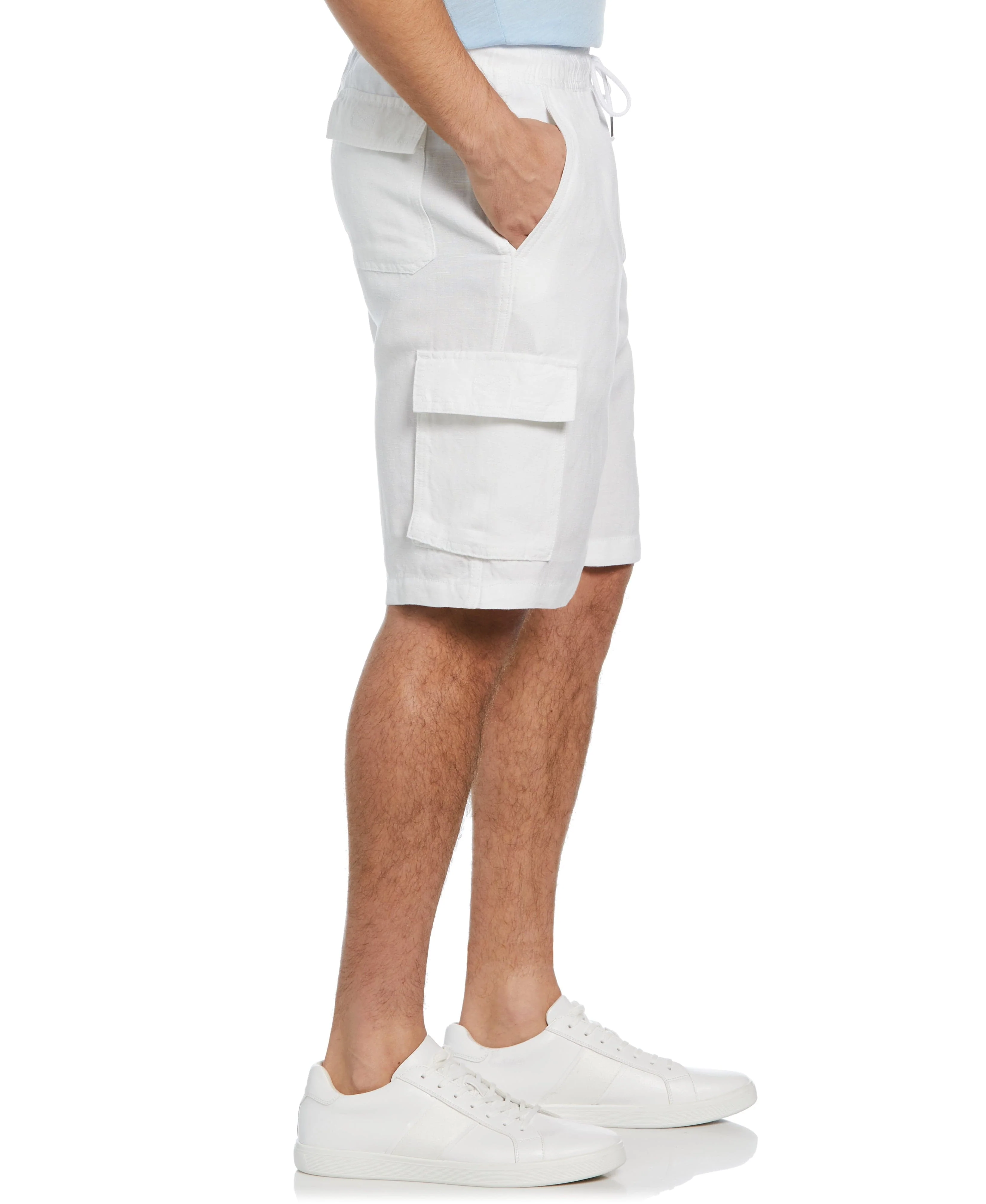 Big & Tall Linen Blend Pull-On Cargo Shorts - Image 6