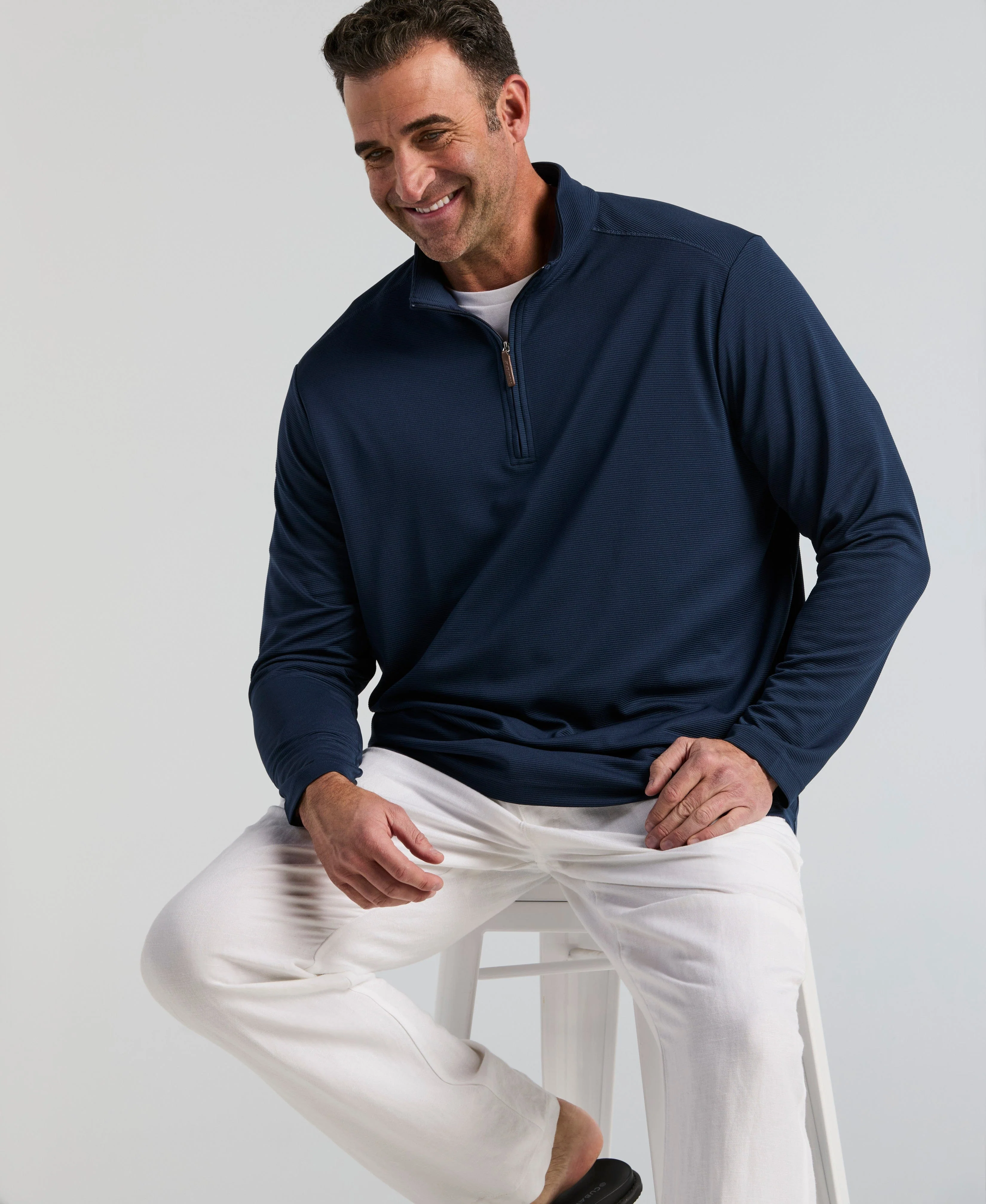 Big & Tall Solid Textured 1/4 Zip Pullover Sweater - Image 11