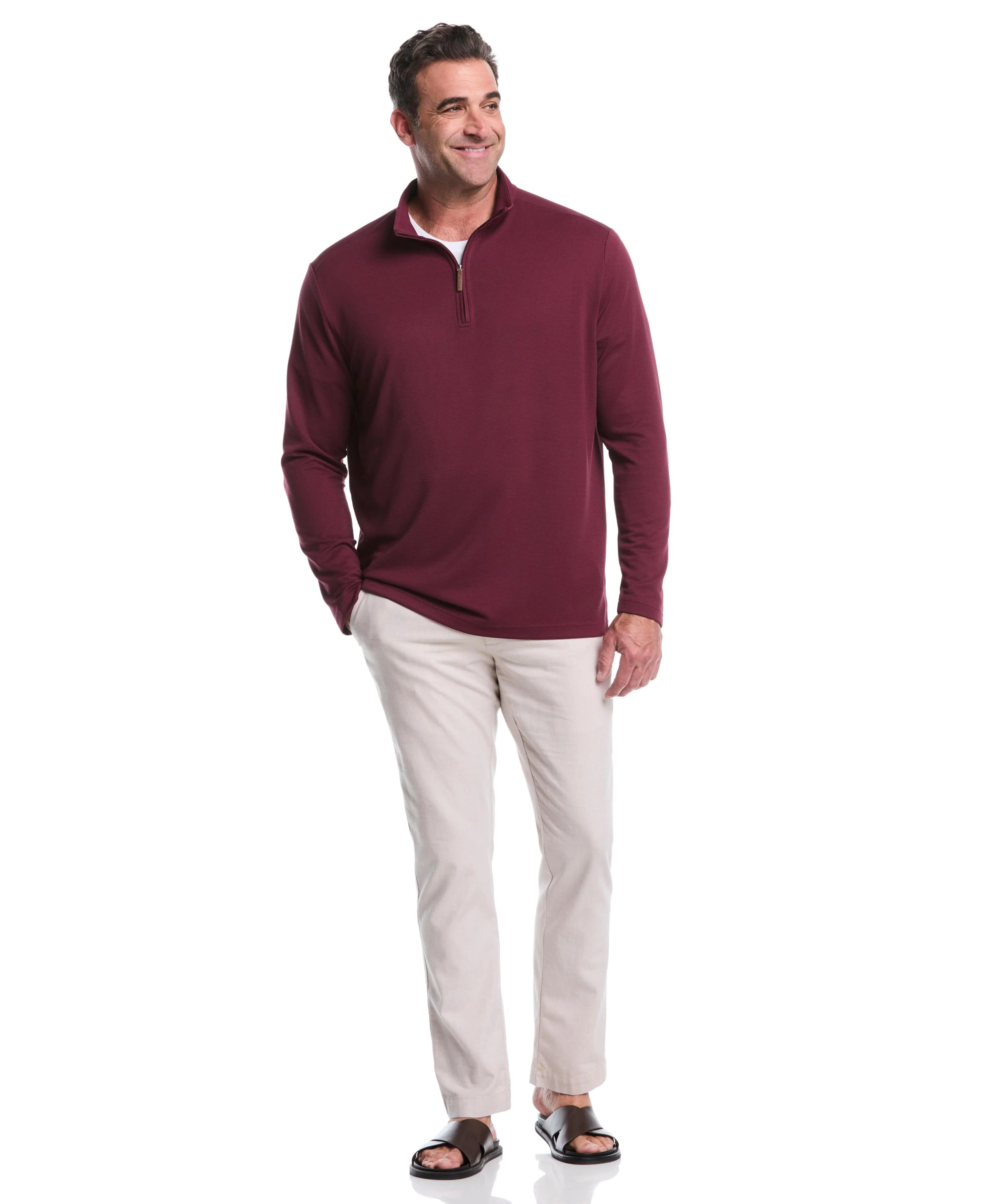 Big & Tall Solid Textured 1/4 Zip Pullover Sweater - Image 27