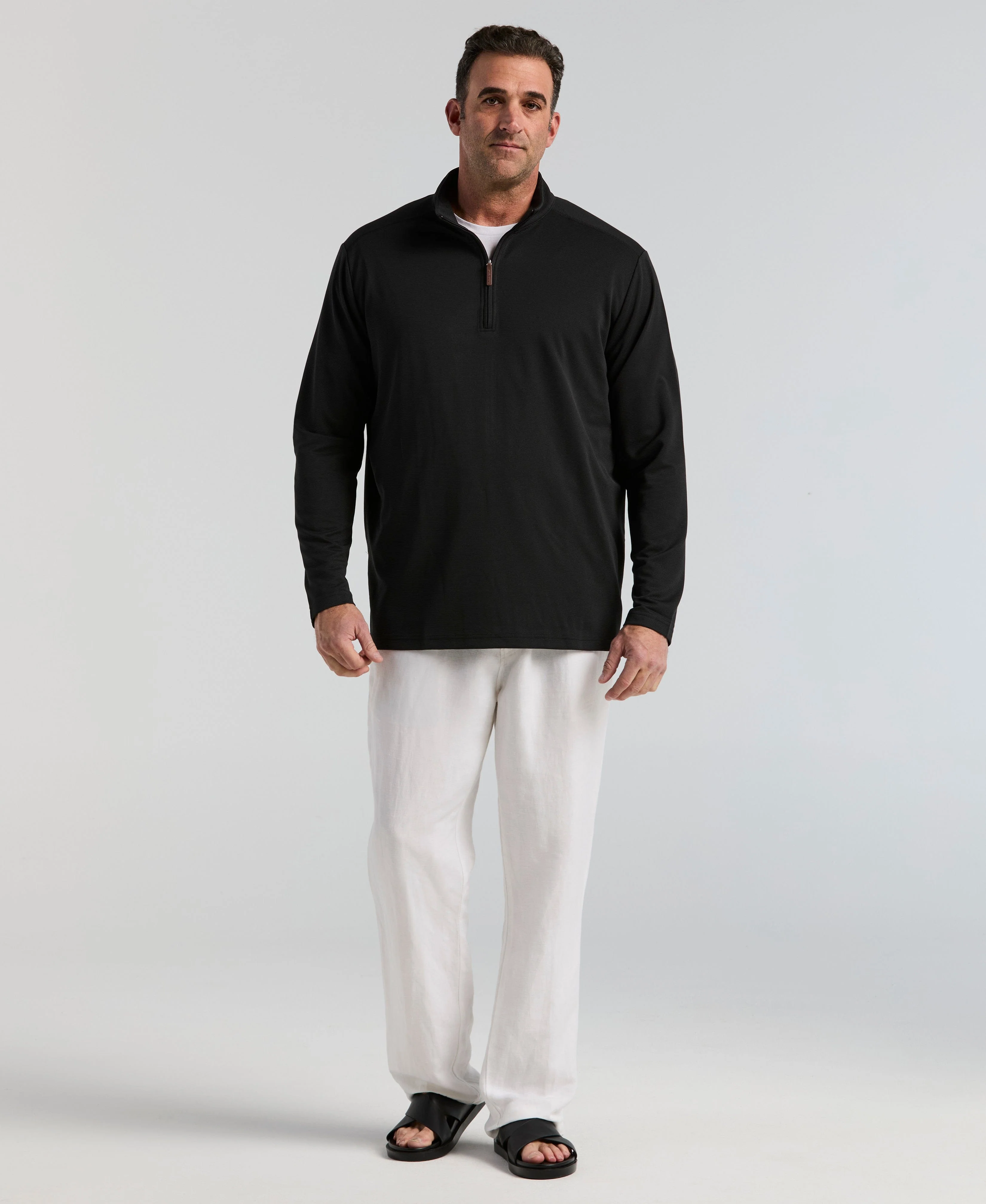 Big & Tall Solid Textured 1/4 Zip Pullover Sweater - Image 4