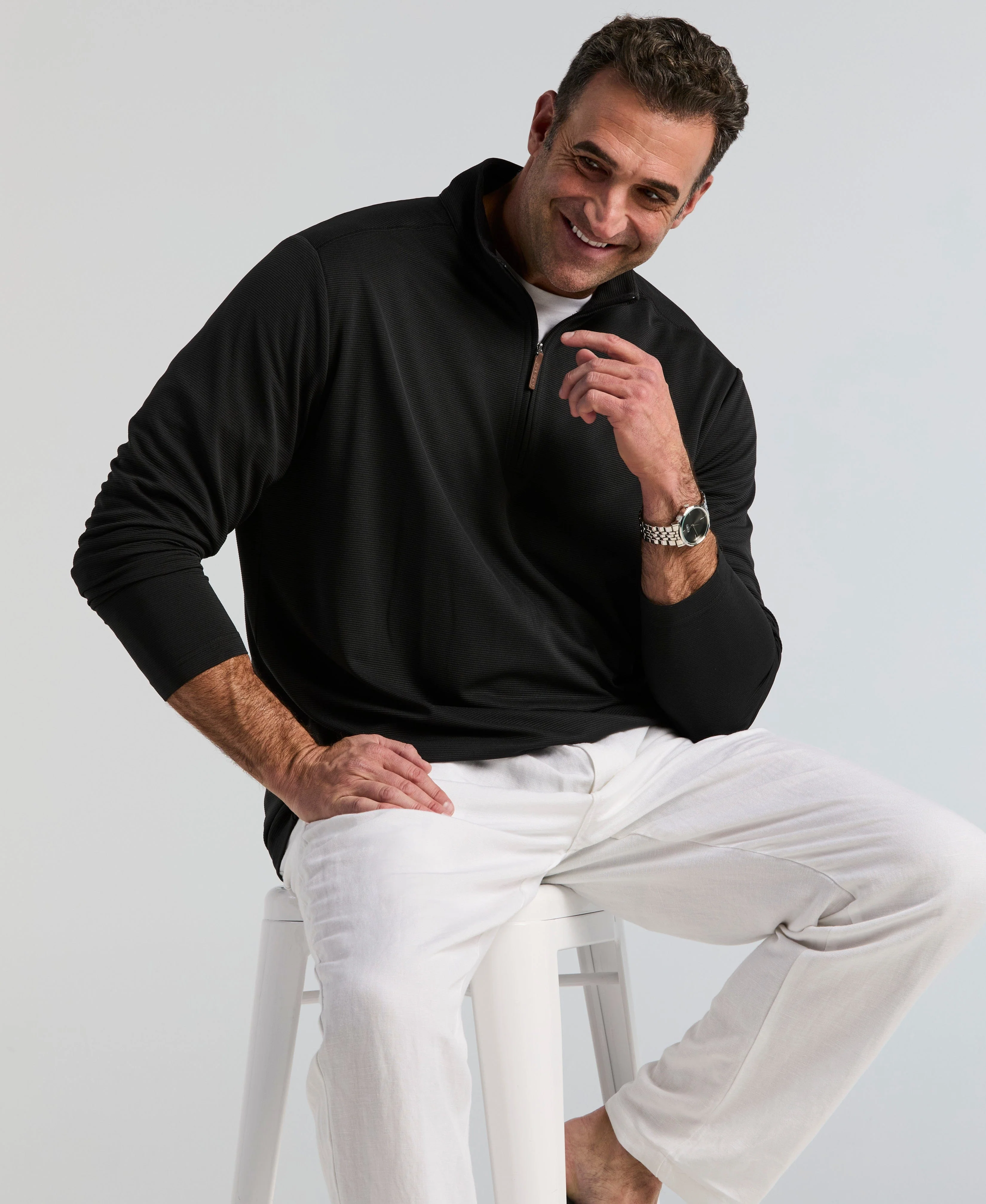 Big & Tall Solid Textured 1/4 Zip Pullover Sweater - Image 6
