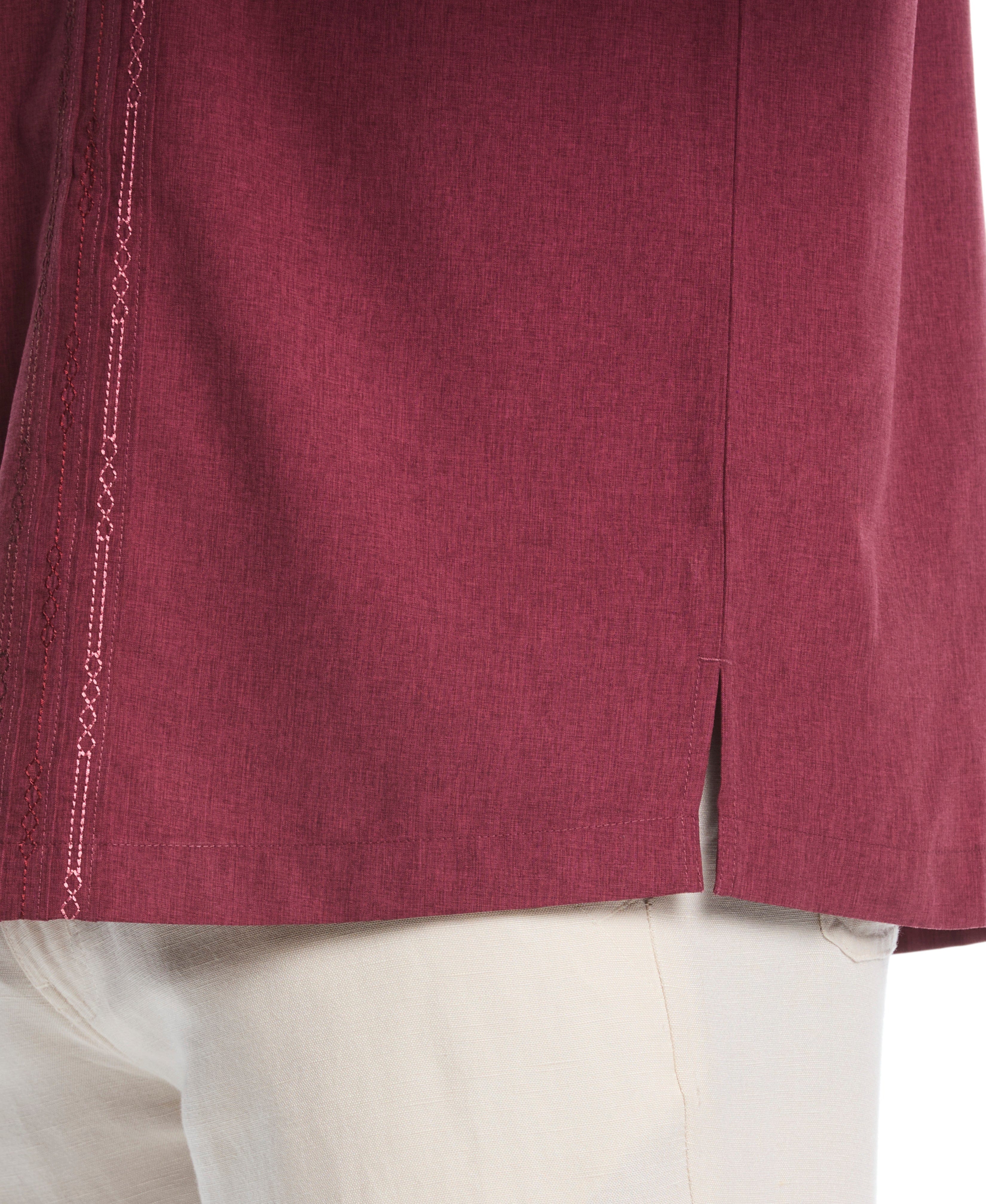 Big & Tall Geo Embroidered Panel Chambray Shirt - Image 10