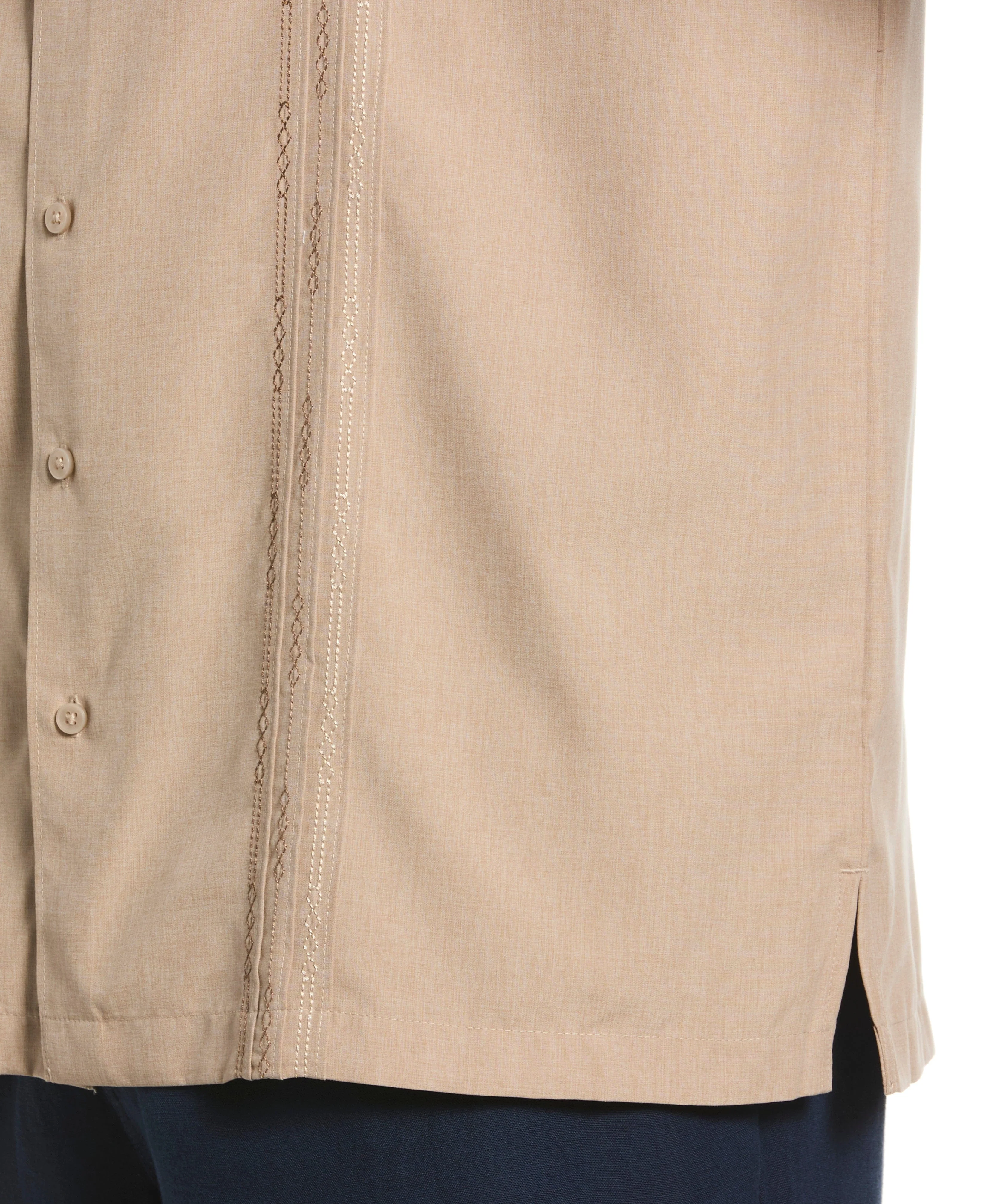 Big & Tall Geo Embroidered Panel Chambray Shirt - Image 22
