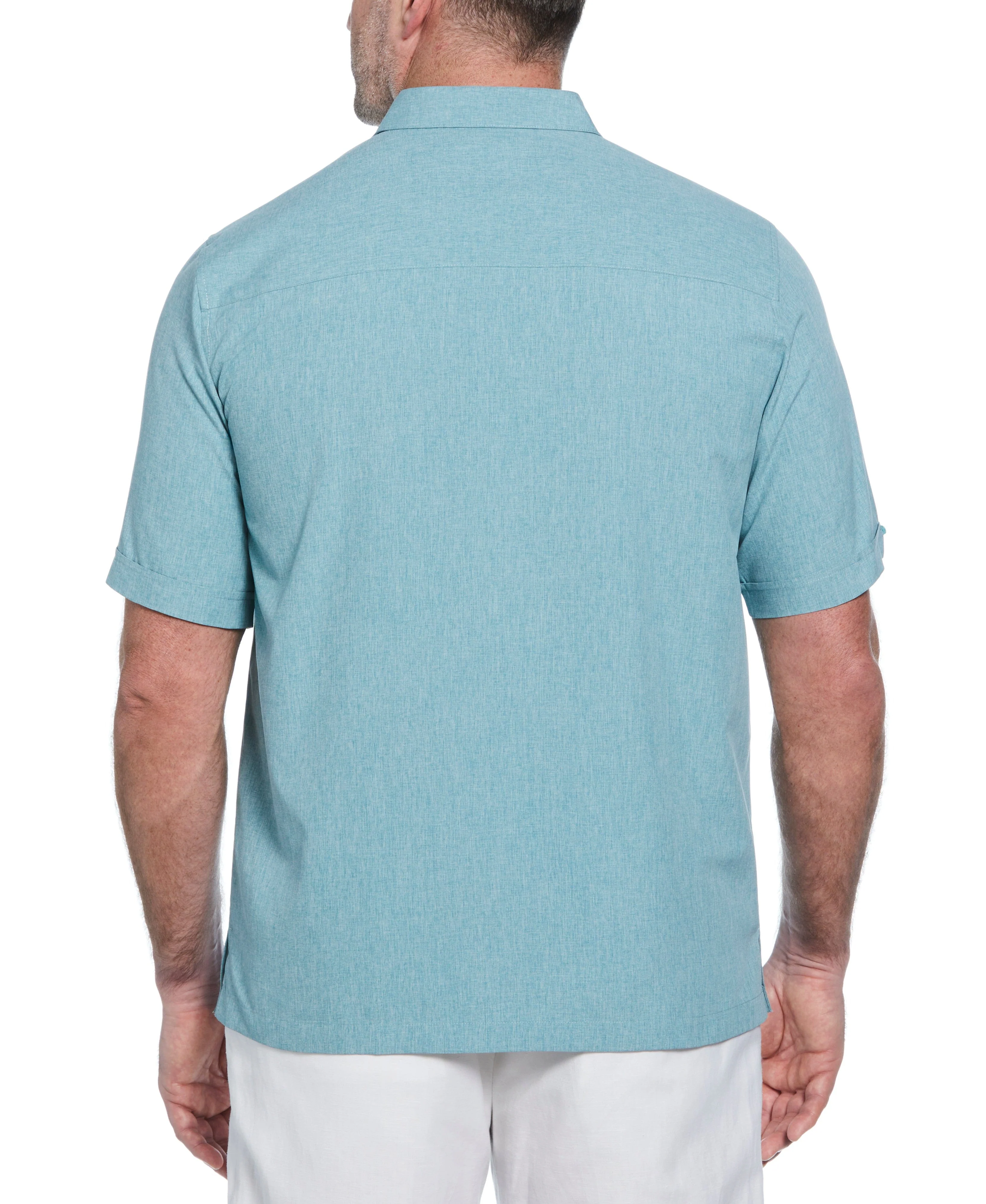 Big & Tall Geo Embroidered Panel Chambray Shirt - Image 28