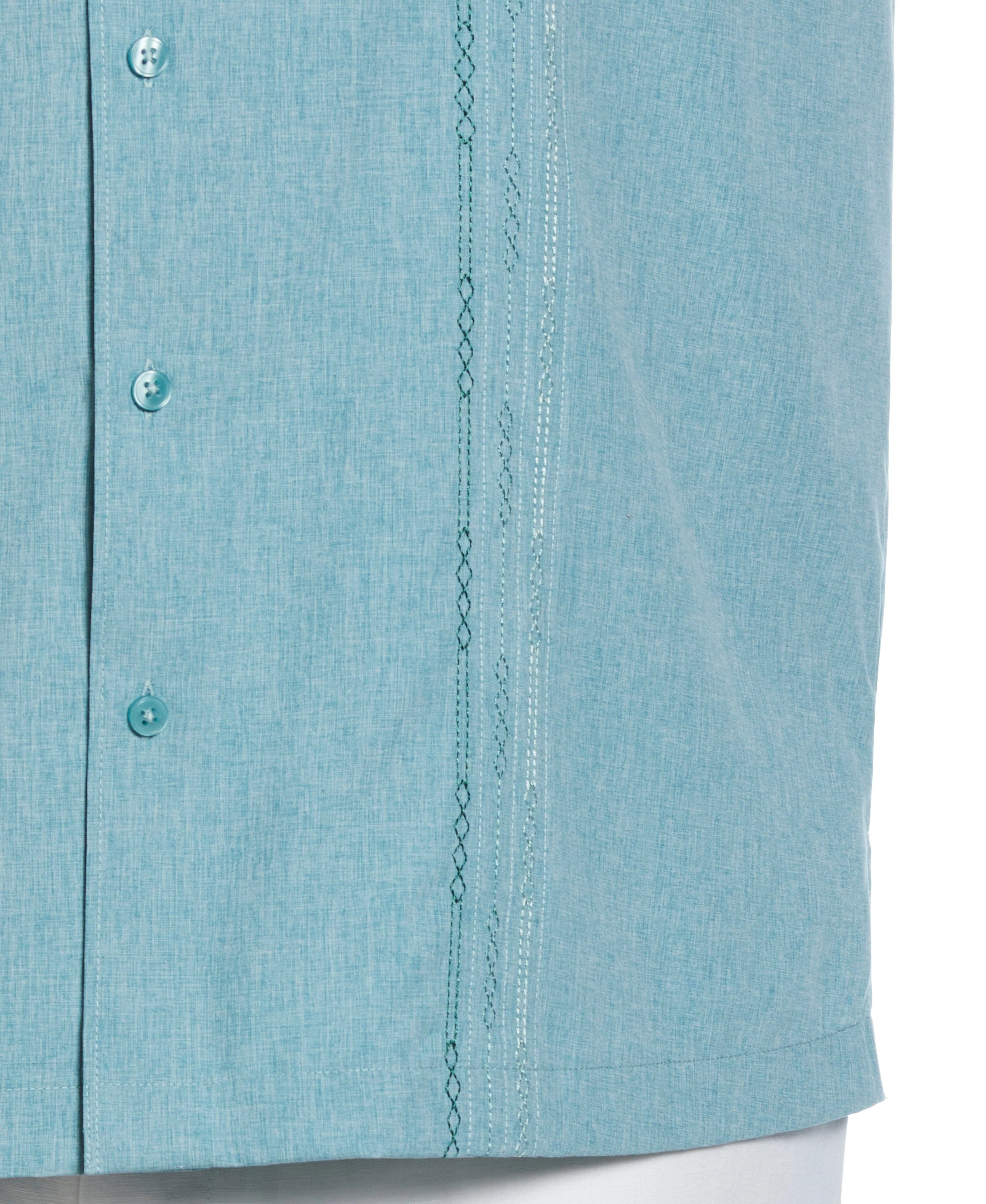 Big & Tall Geo Embroidered Panel Chambray Shirt - Image 29