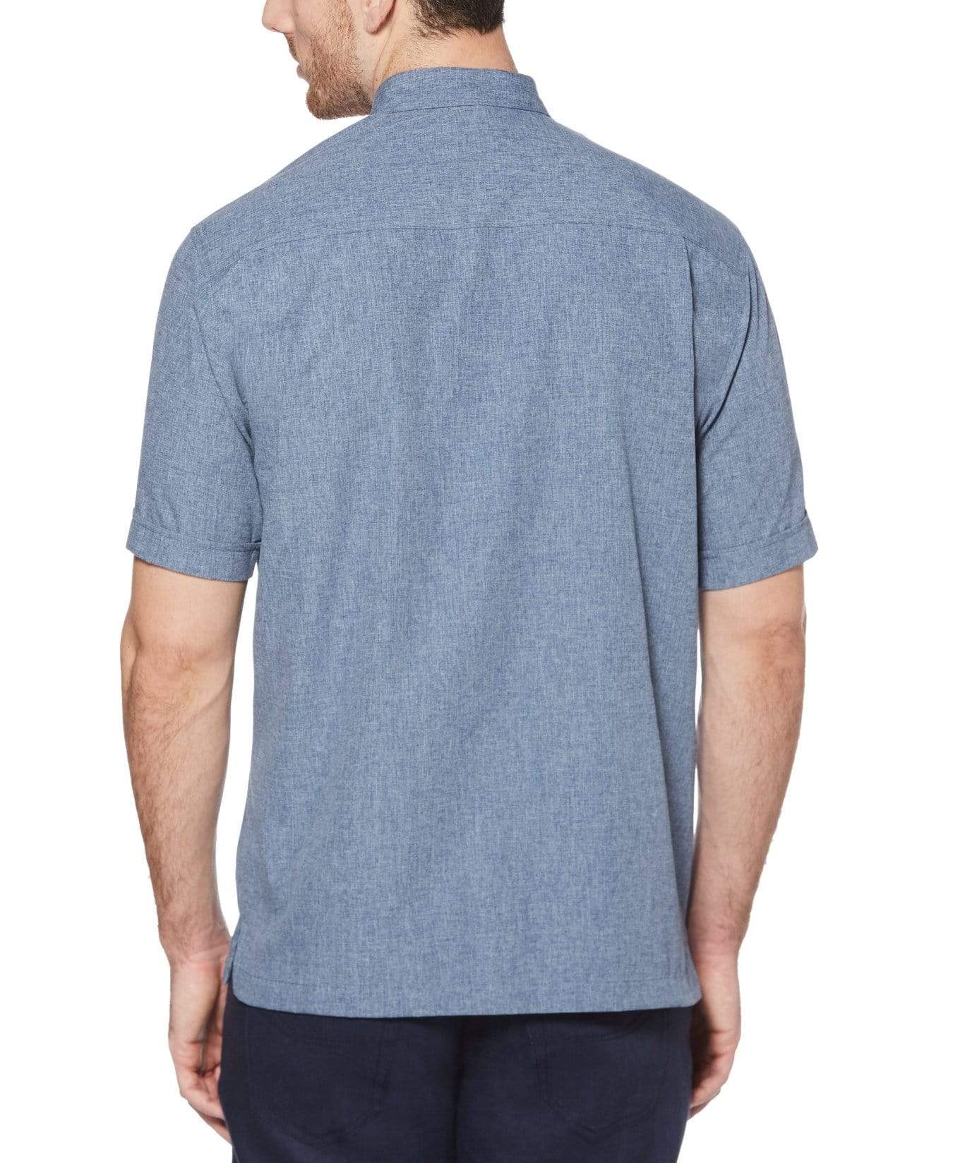Big & Tall Geo Embroidered Panel Chambray Shirt - Image 32
