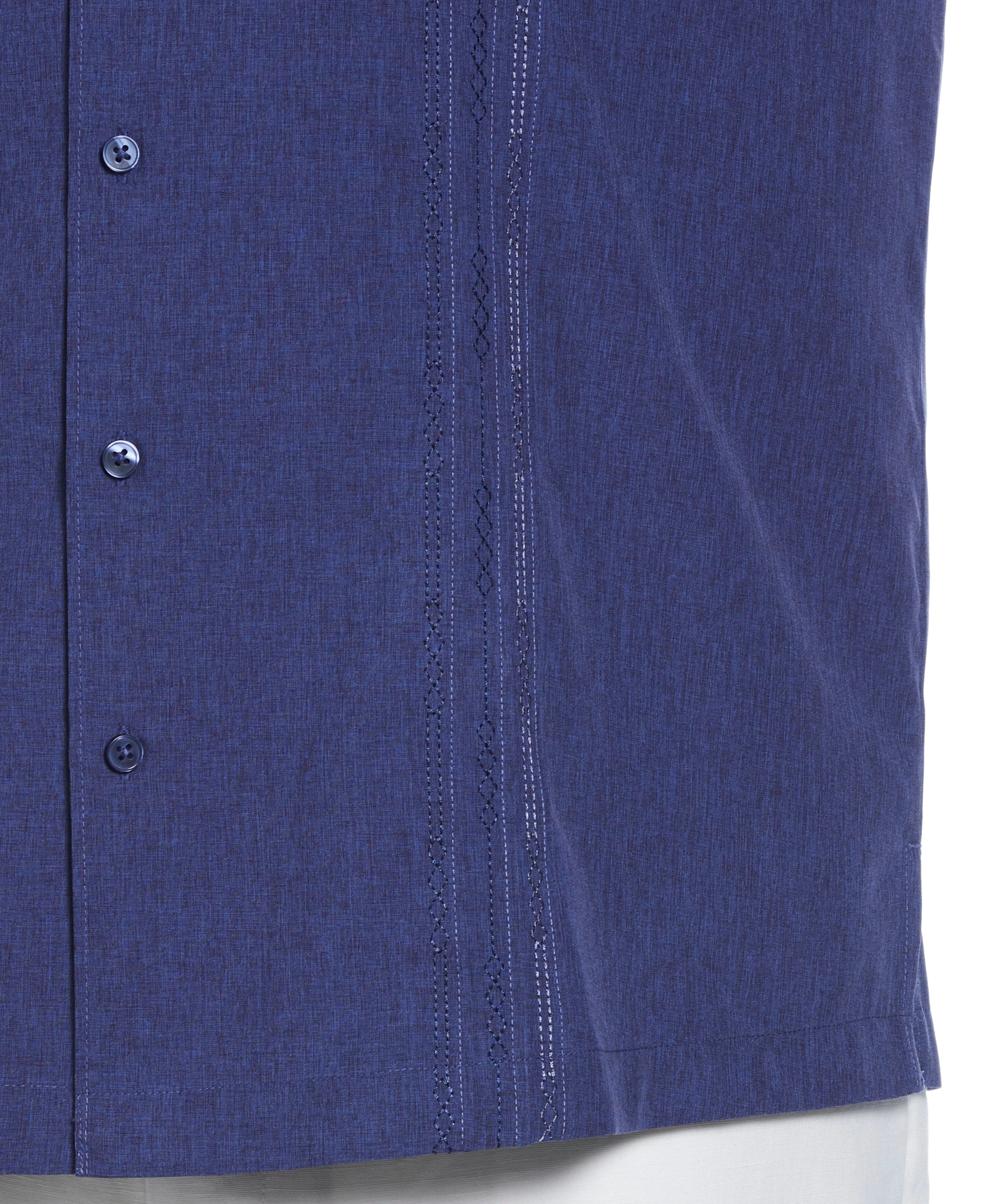 Big & Tall Geo Embroidered Panel Chambray Shirt - Image 36