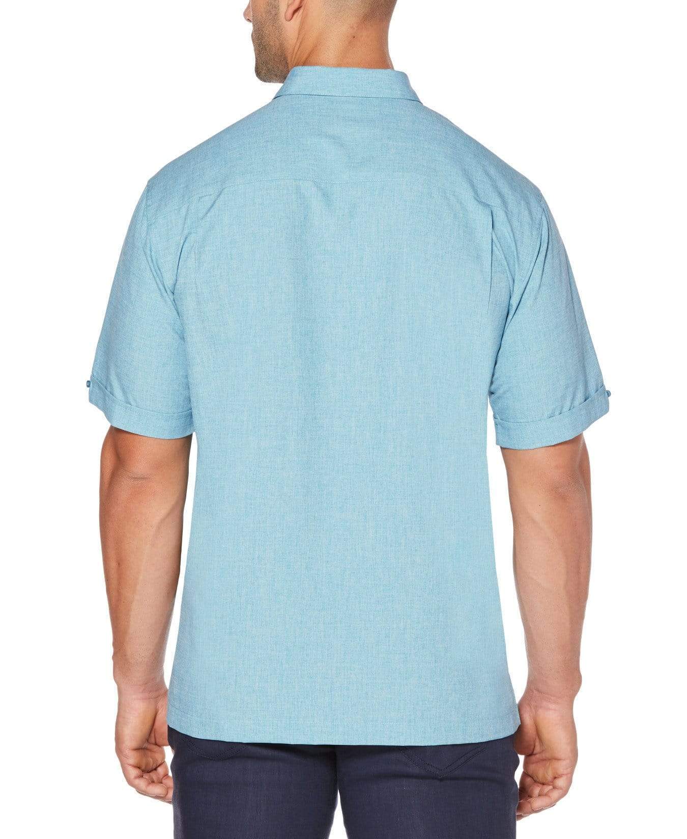 Big & Tall Geo Embroidered Panel Chambray Shirt - Image 39