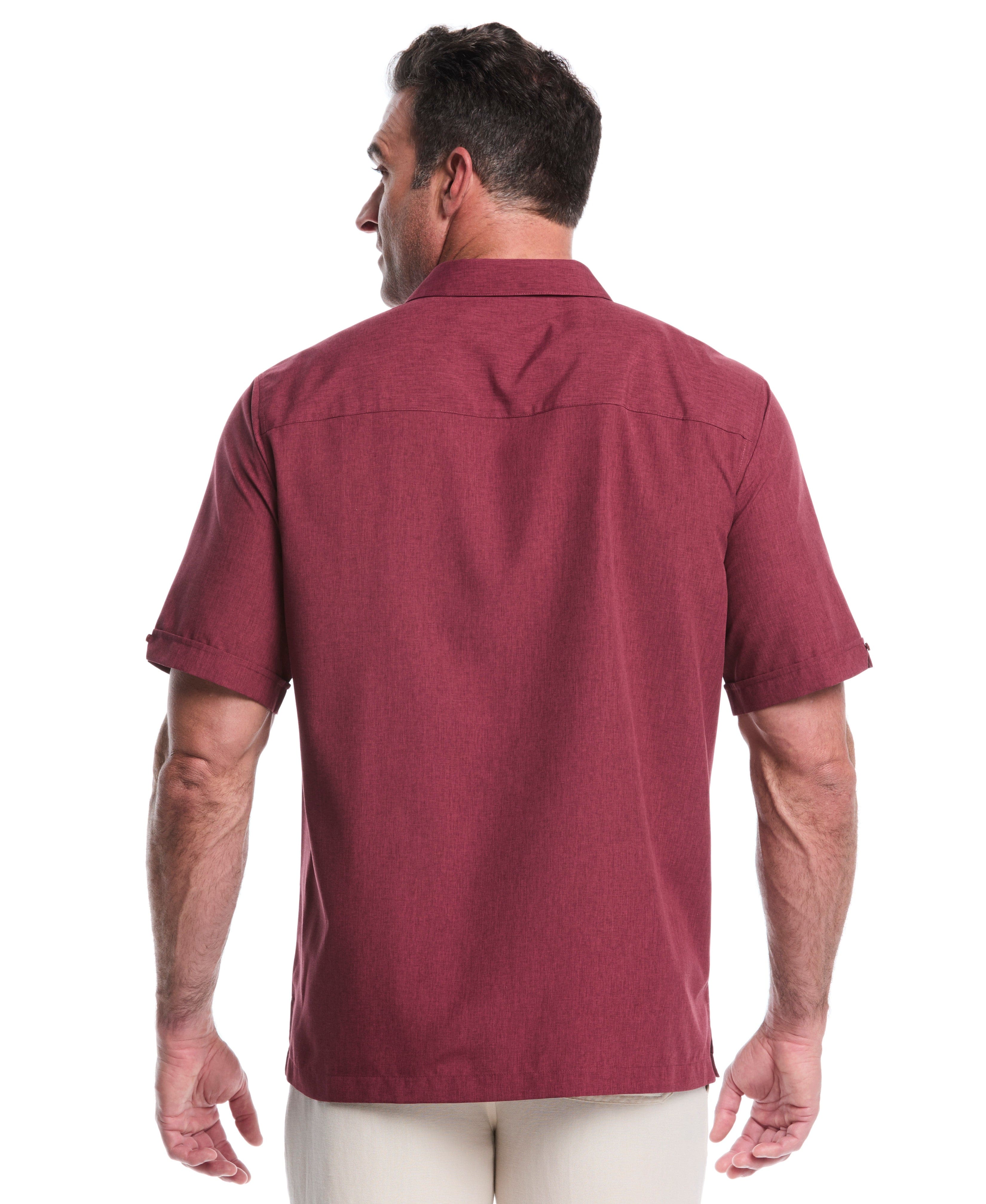 Big & Tall Geo Embroidered Panel Chambray Shirt - Image 9