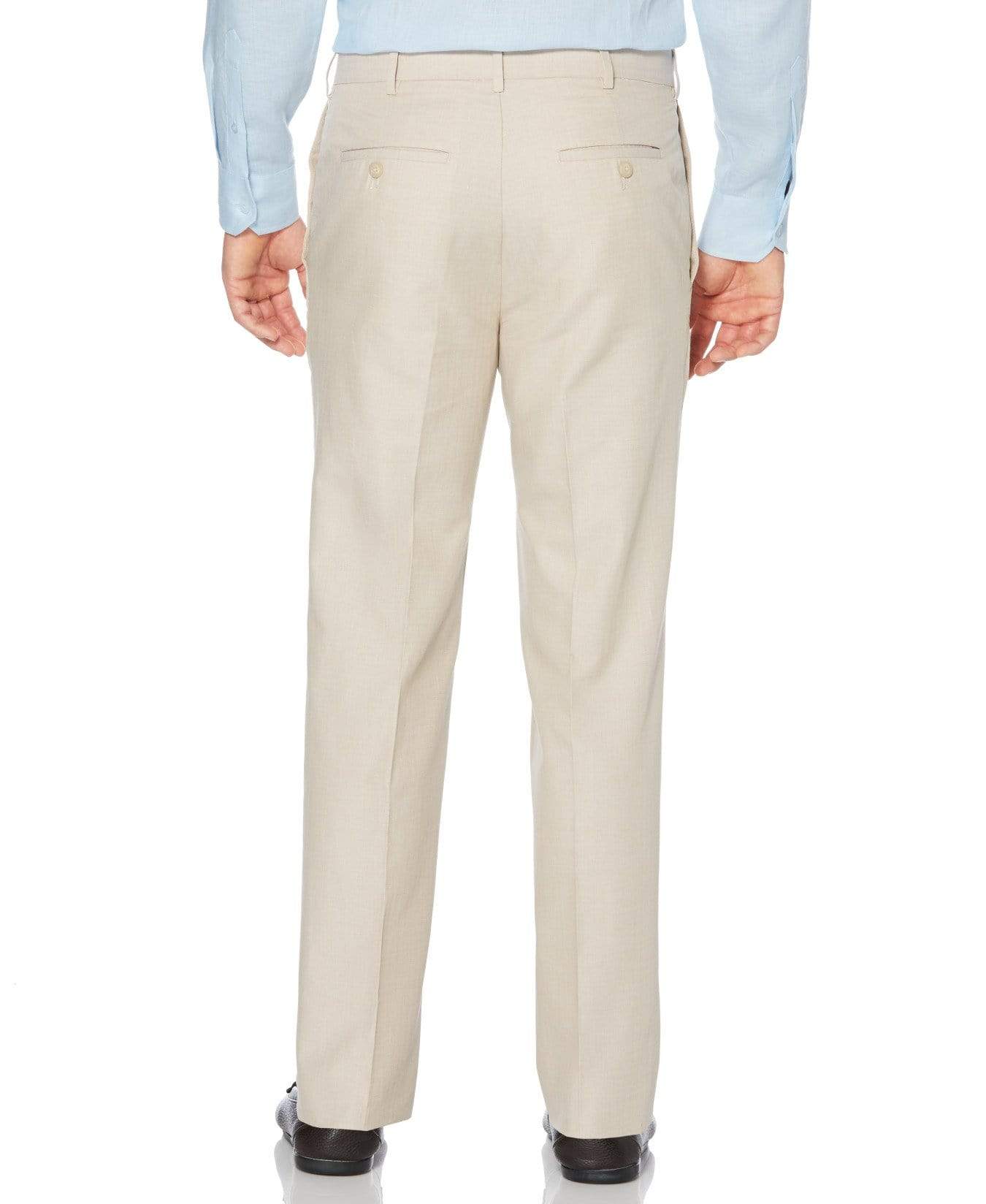 Big & Tall Cotton-Linen Flat Front Textured Pants - Image 2