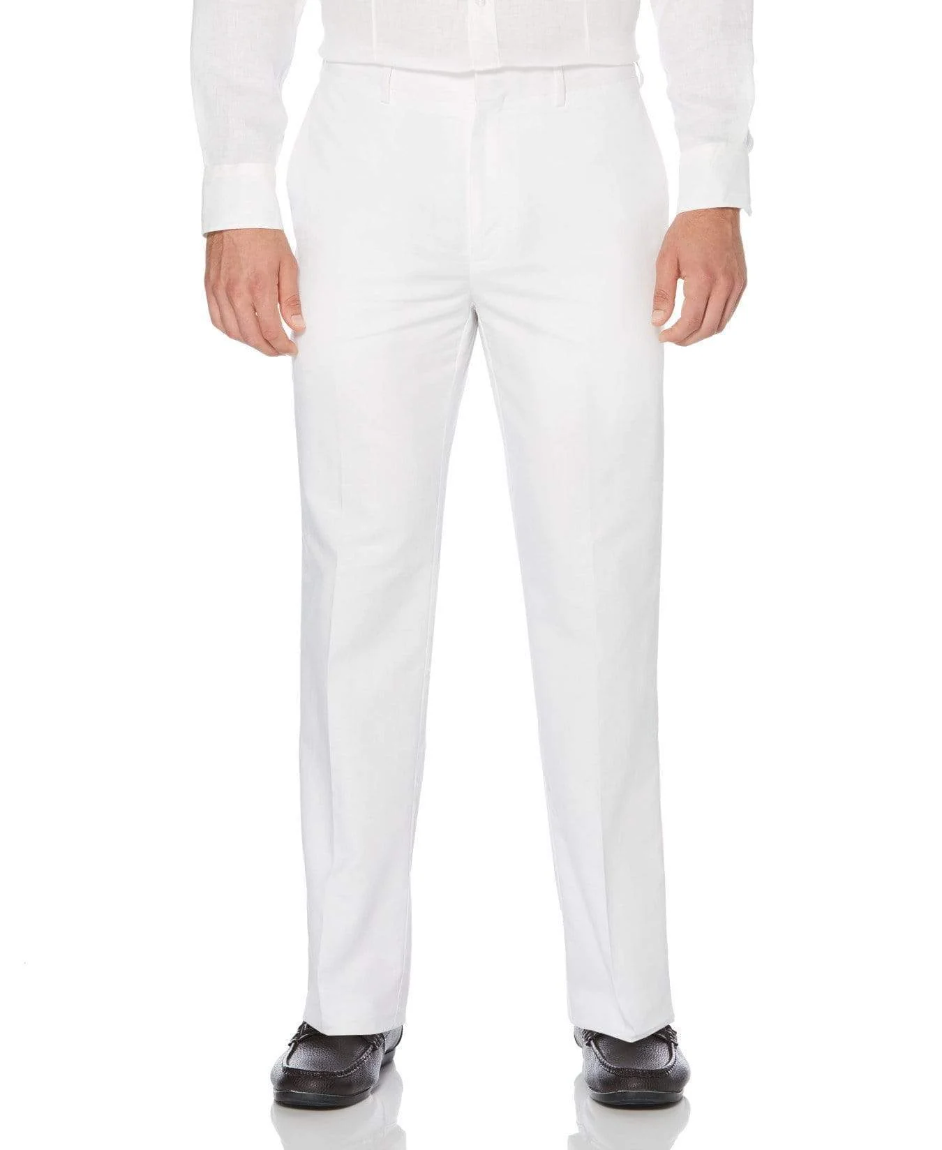 Big & Tall Cotton-Linen Flat Front Textured Pants - Image 3
