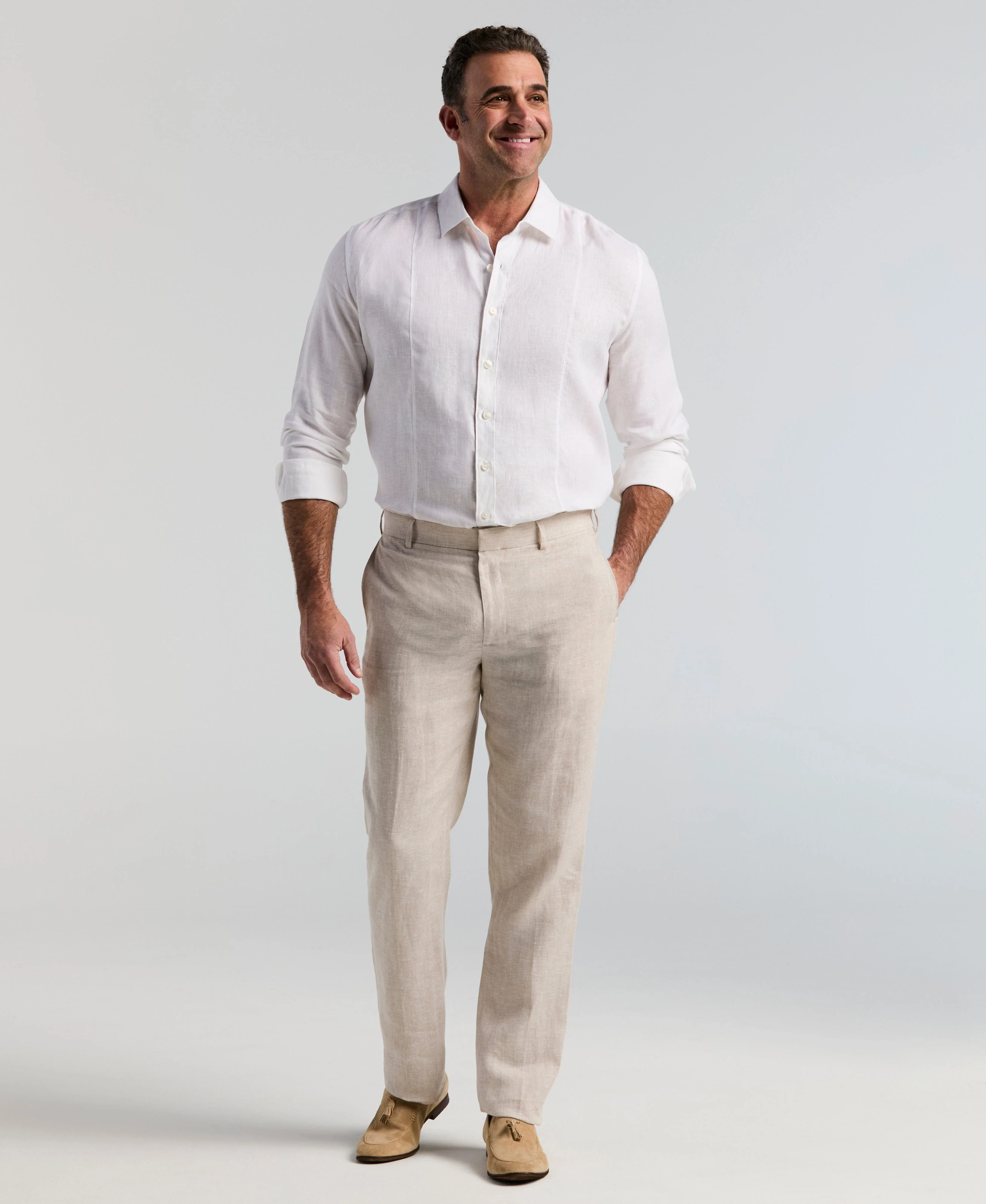 Big & Tall Delave Linen Flat Front Pant - Image 5