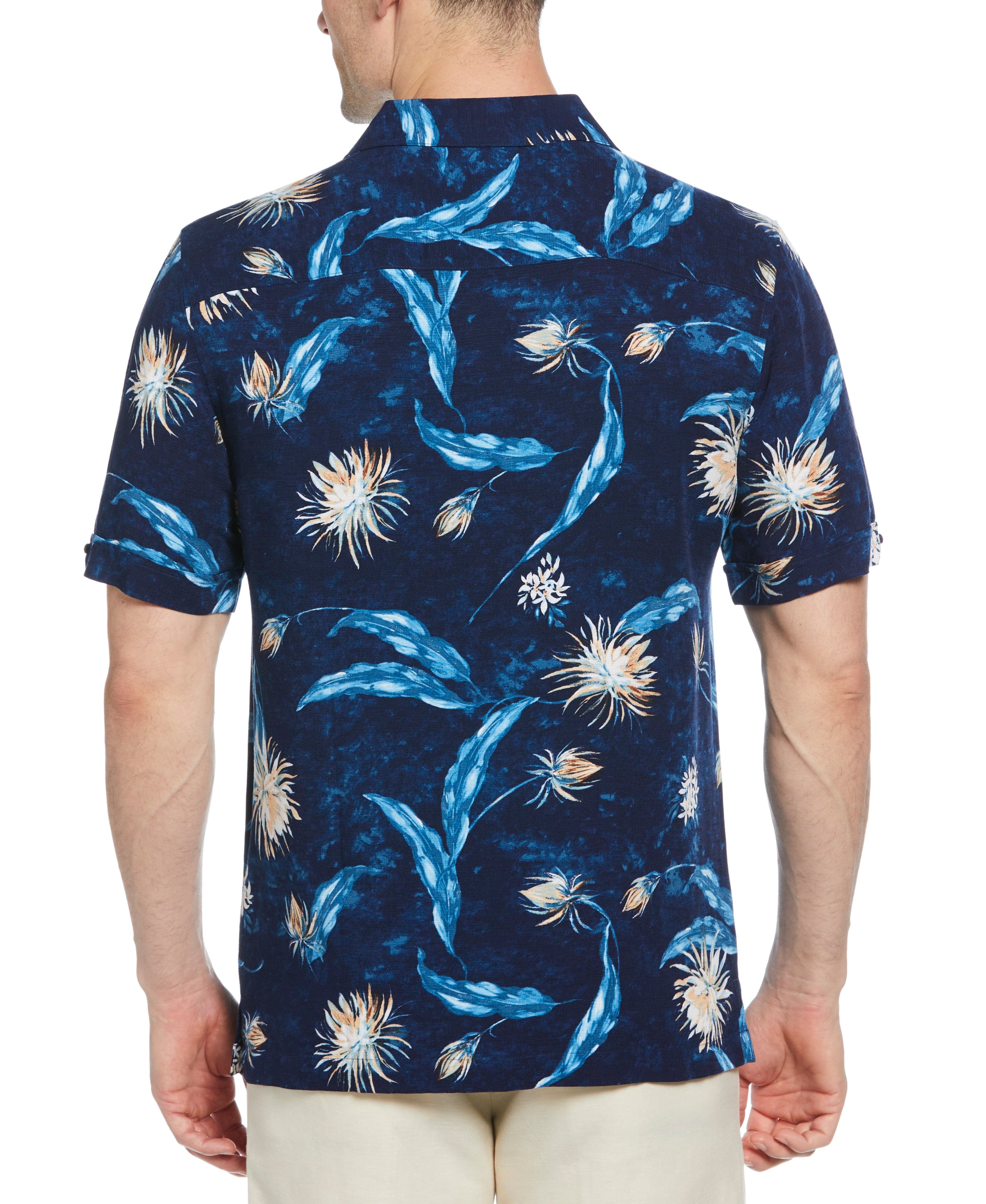 Big & Tall Floral Print Cuban Collar Shirt - Image 2