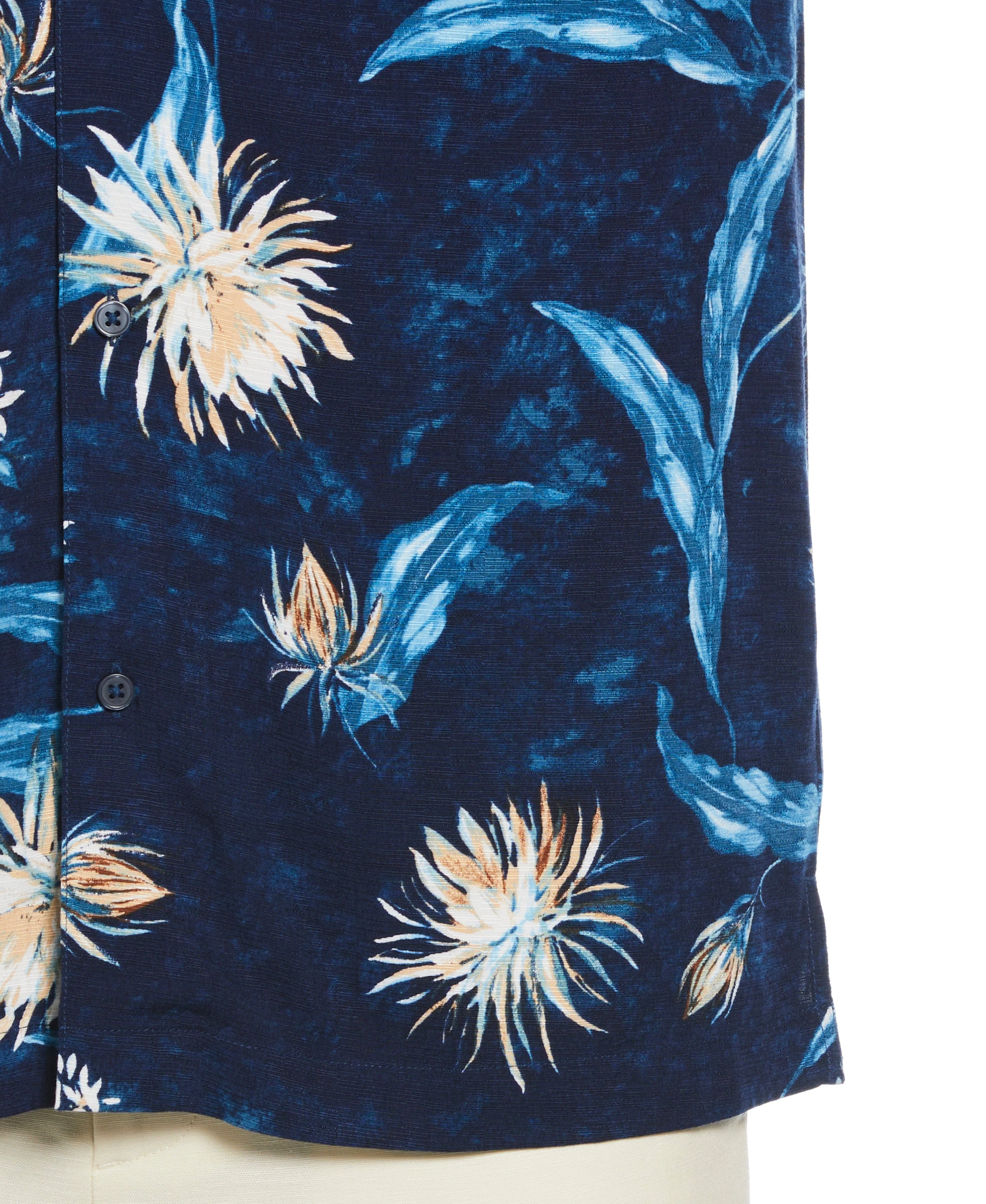Big & Tall Floral Print Cuban Collar Shirt - Image 3