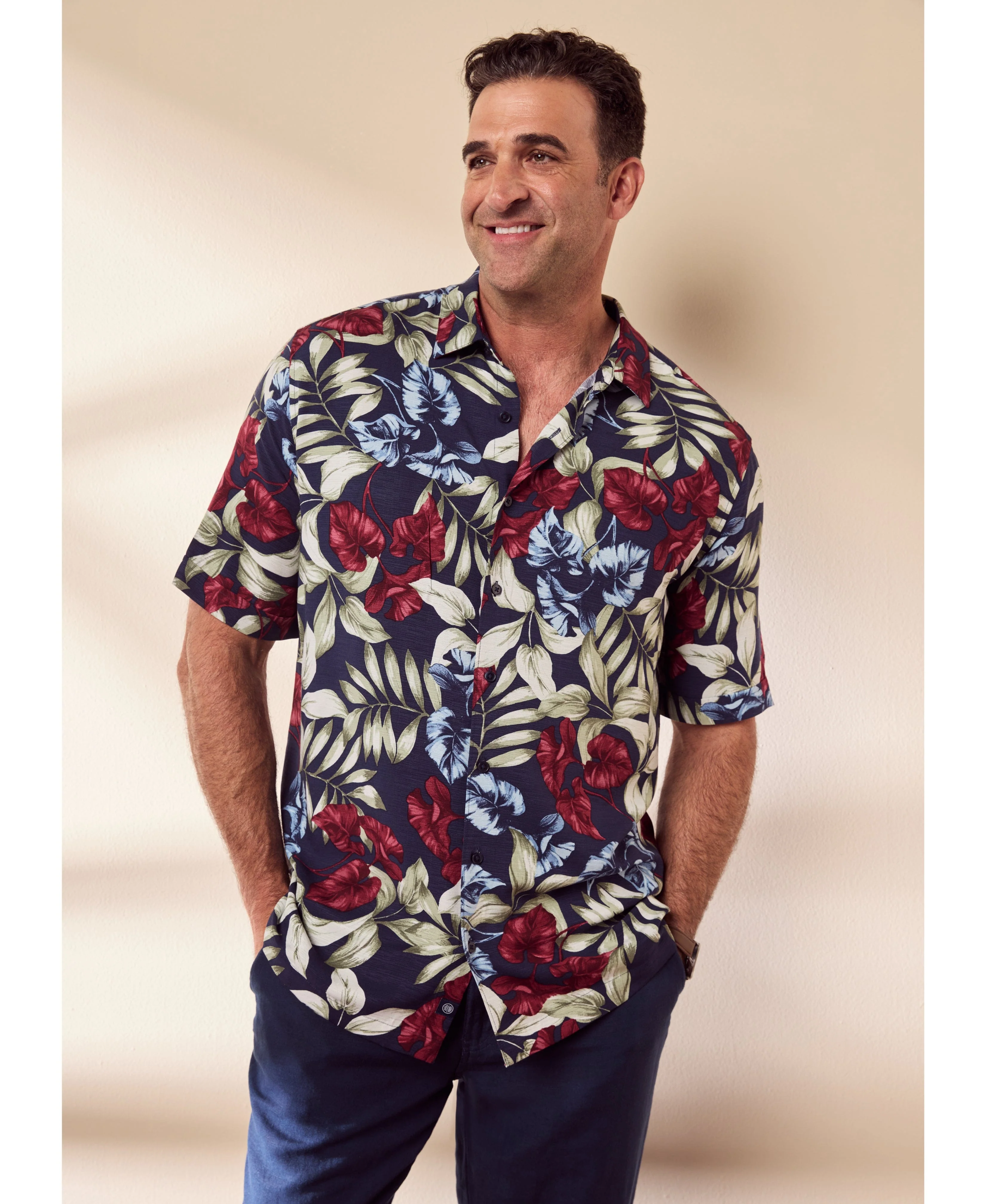 Big & Tall Viscose Texture Floral Print Shirt - Image 2
