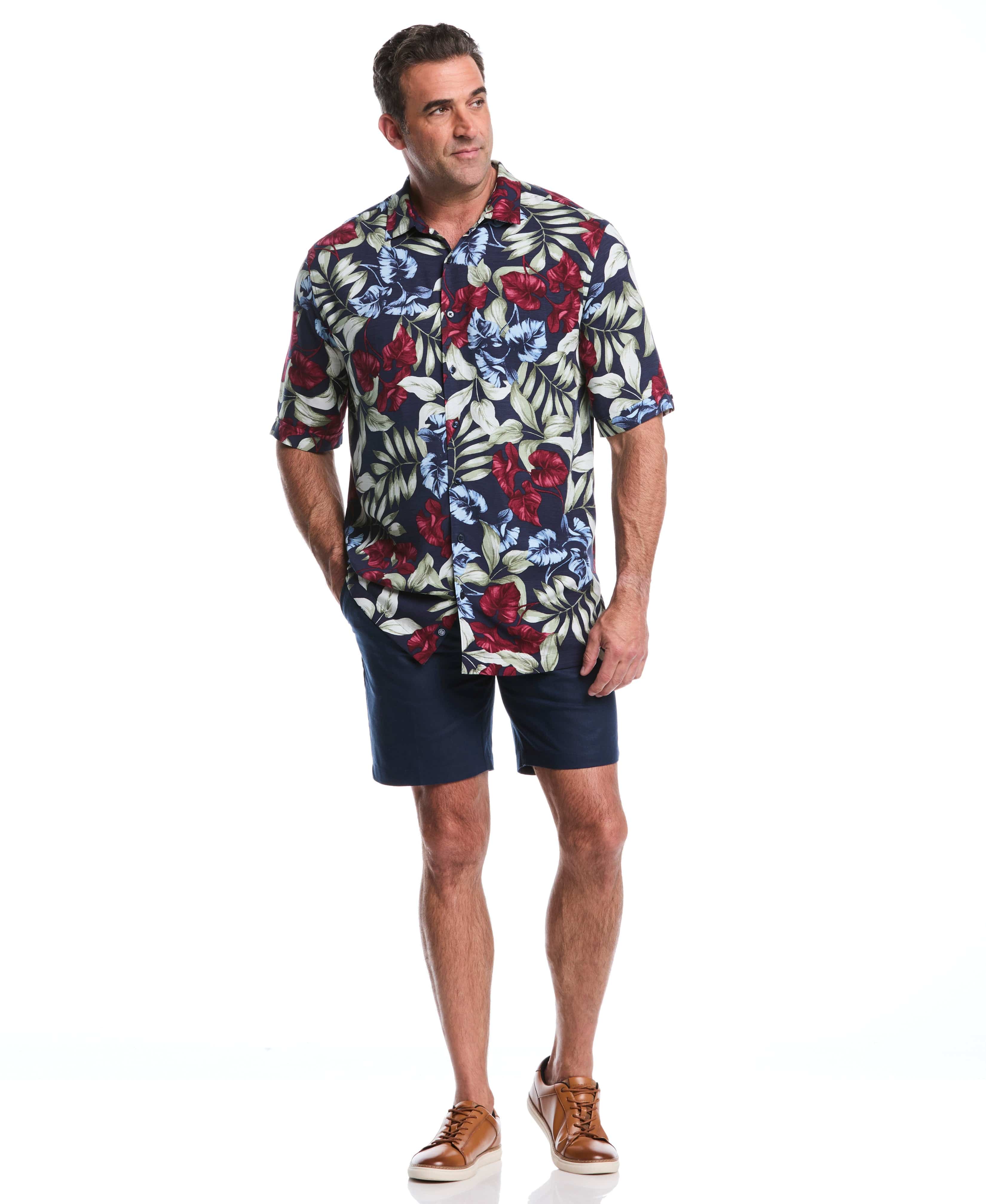 Big & Tall Viscose Texture Floral Print Shirt - Image 5
