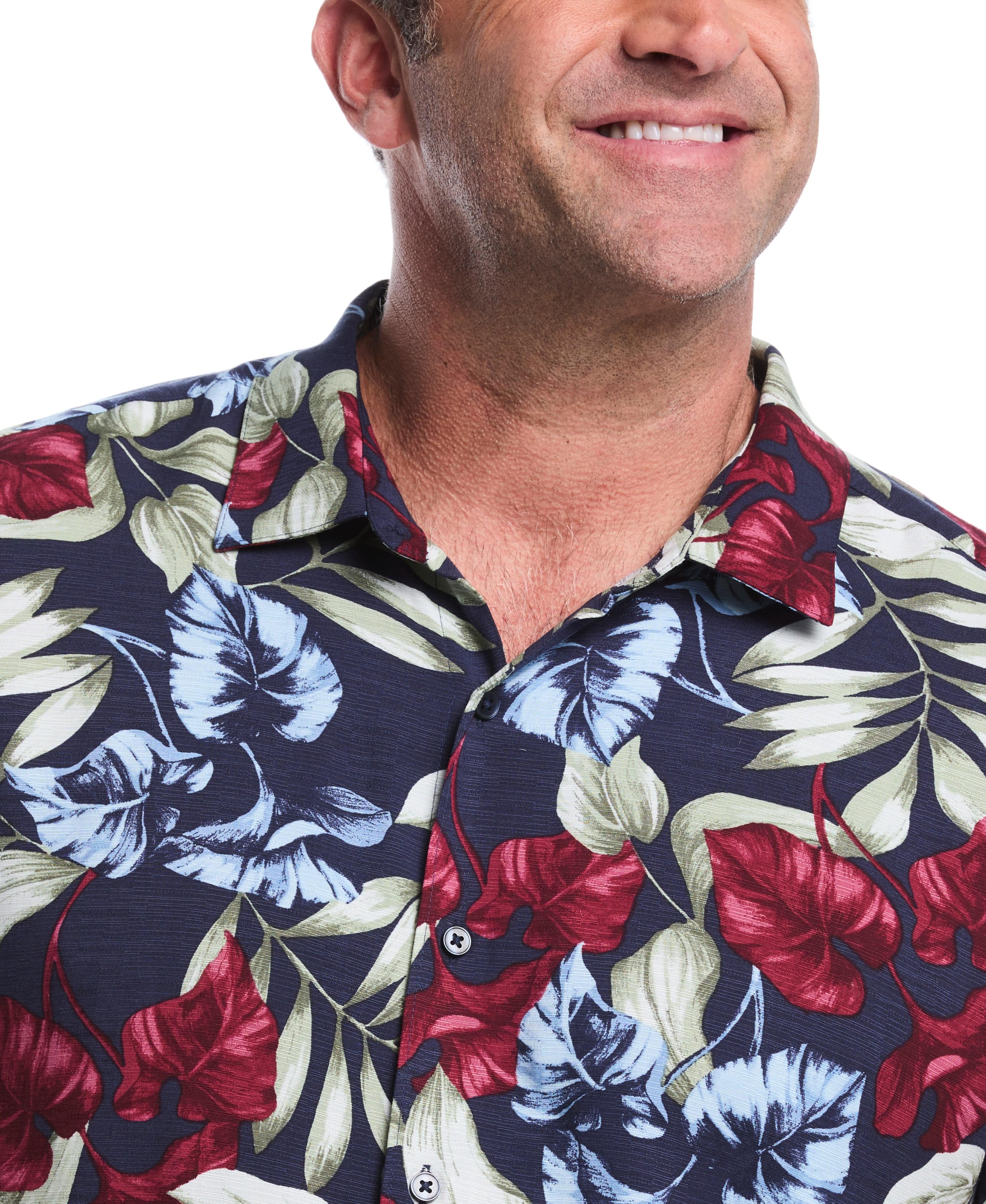 Big & Tall Viscose Texture Floral Print Shirt - Image 6