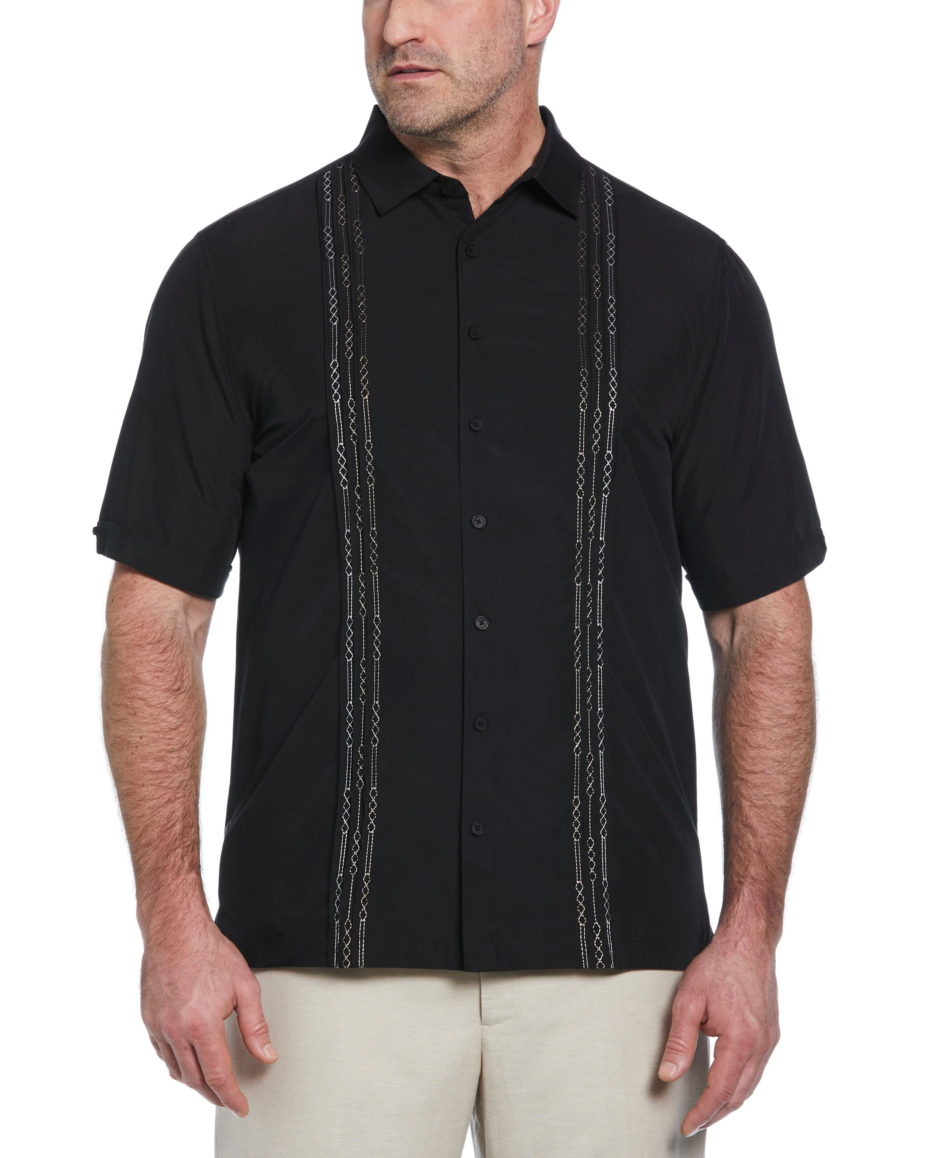 Big & Tall Geo Embroidered Panel Shirt - Image 11