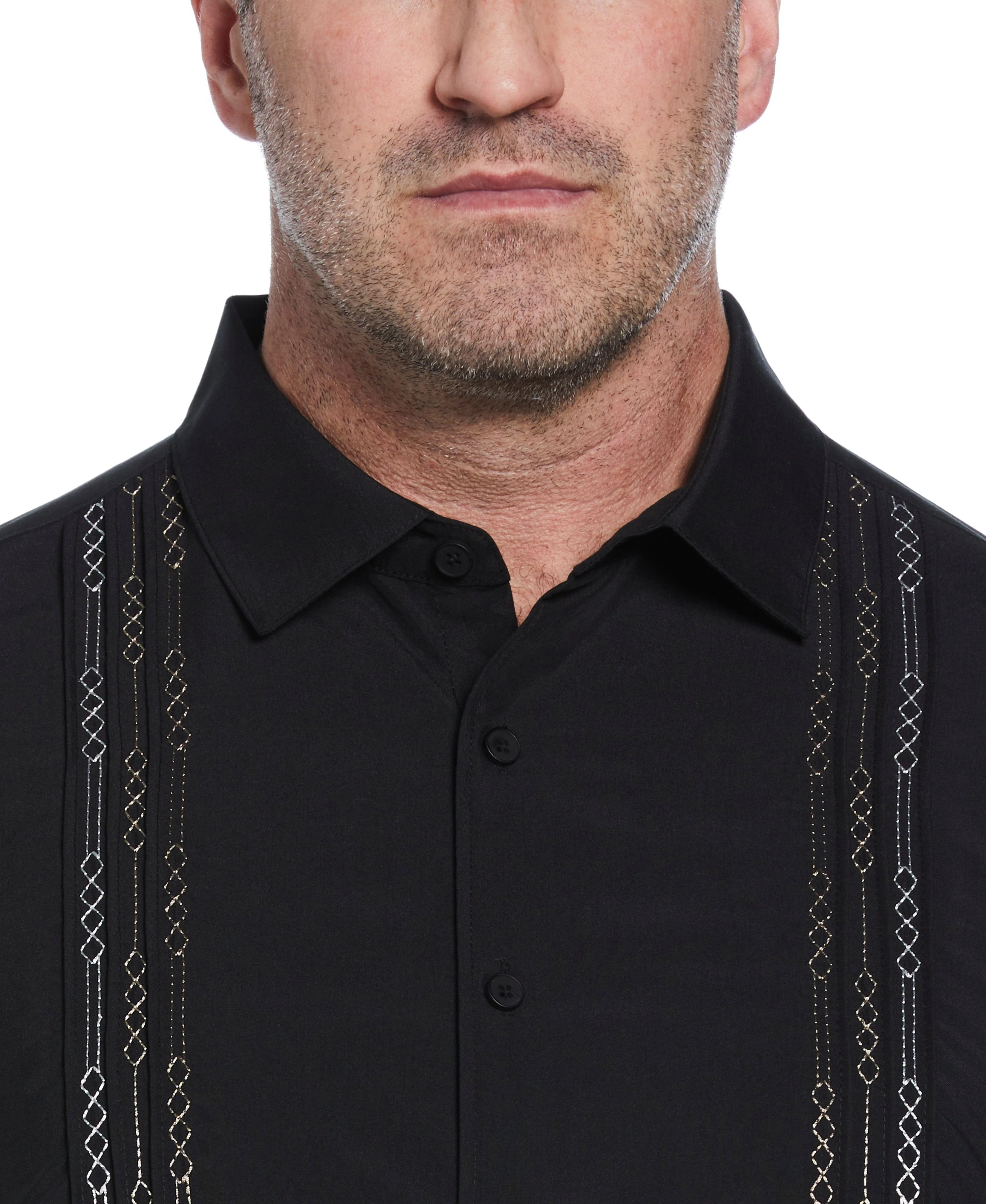Big & Tall Geo Embroidered Panel Shirt - Image 14