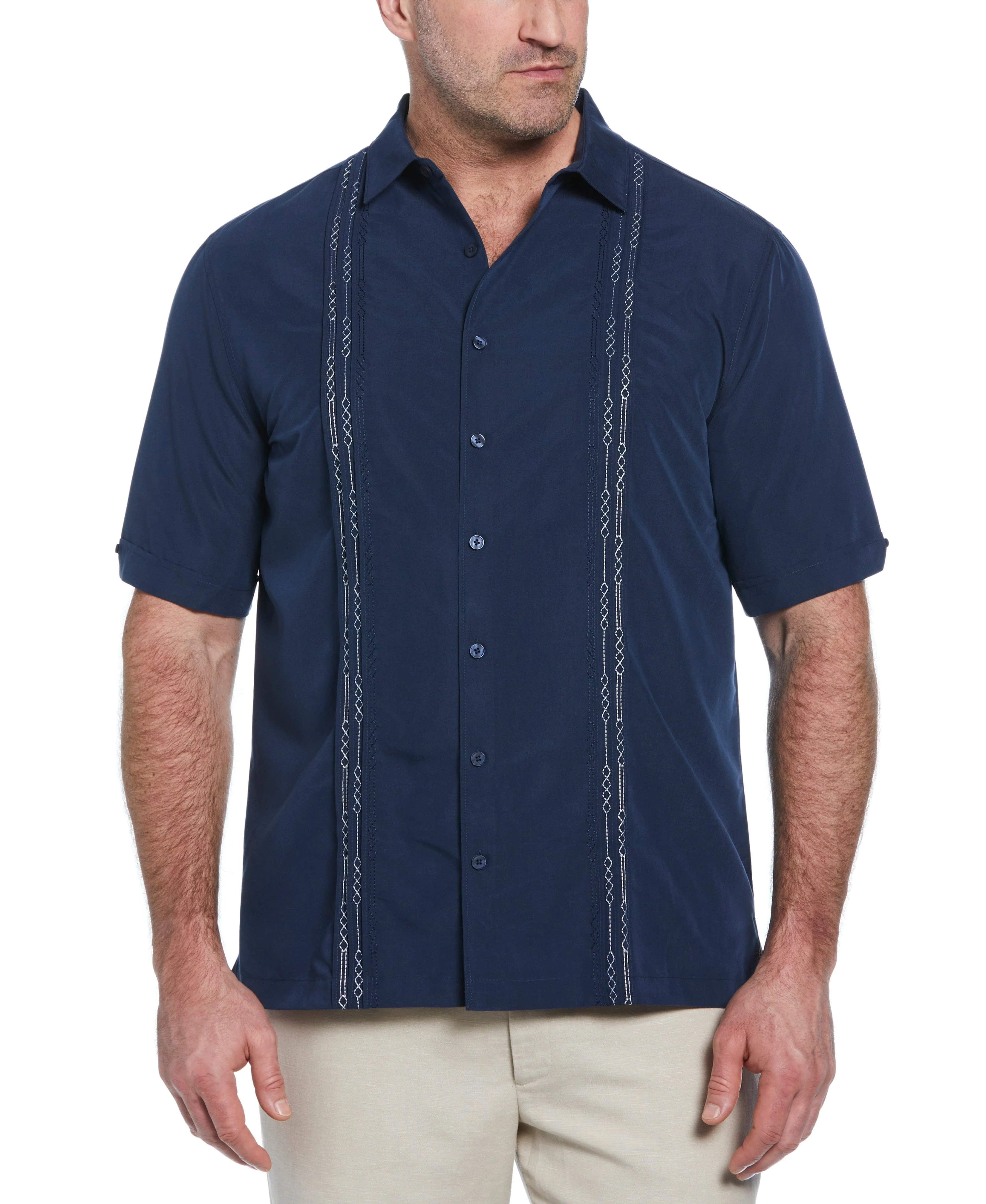 Big & Tall Geo Embroidered Panel Shirt - Image 6