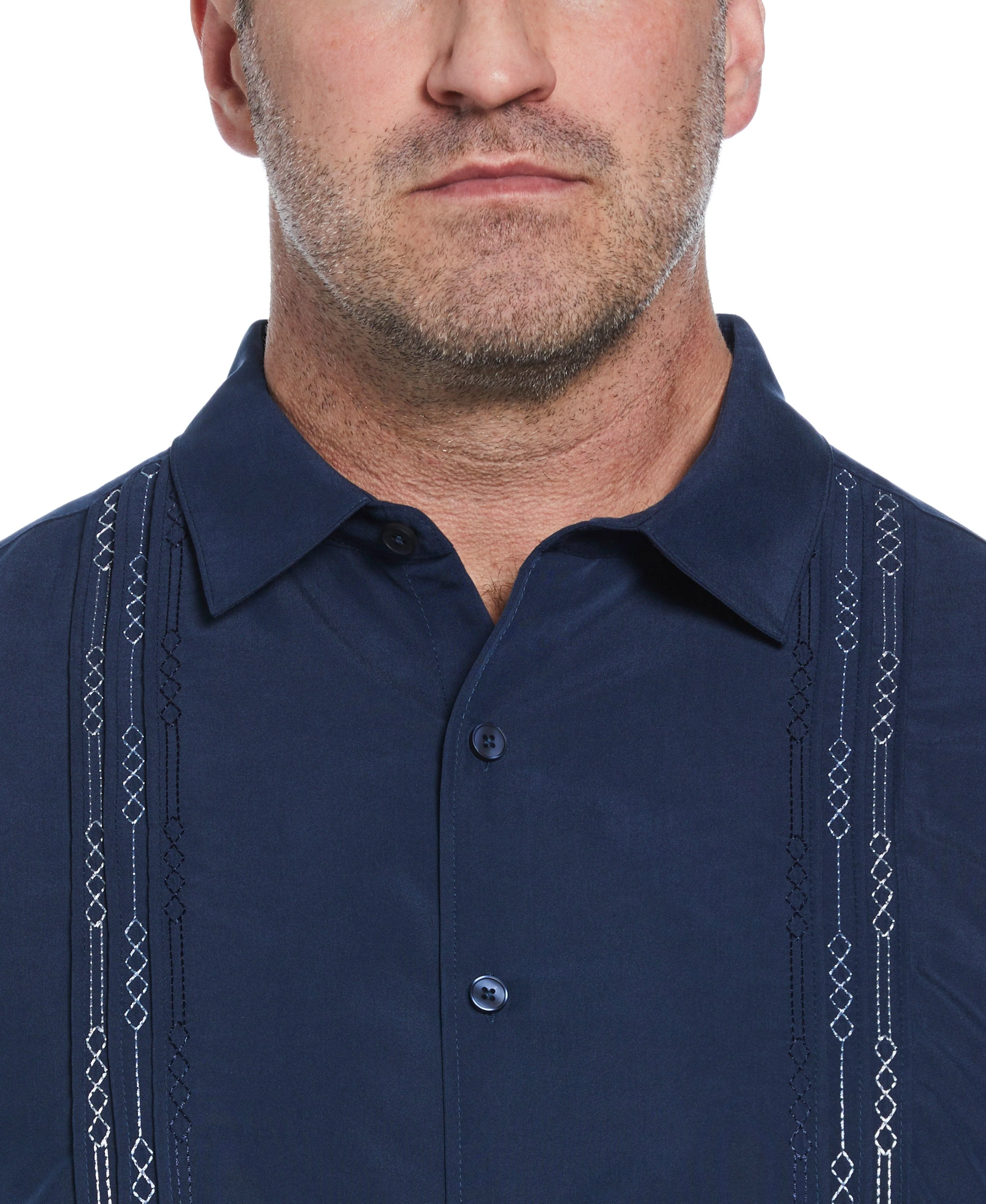 Big & Tall Geo Embroidered Panel Shirt - Image 9