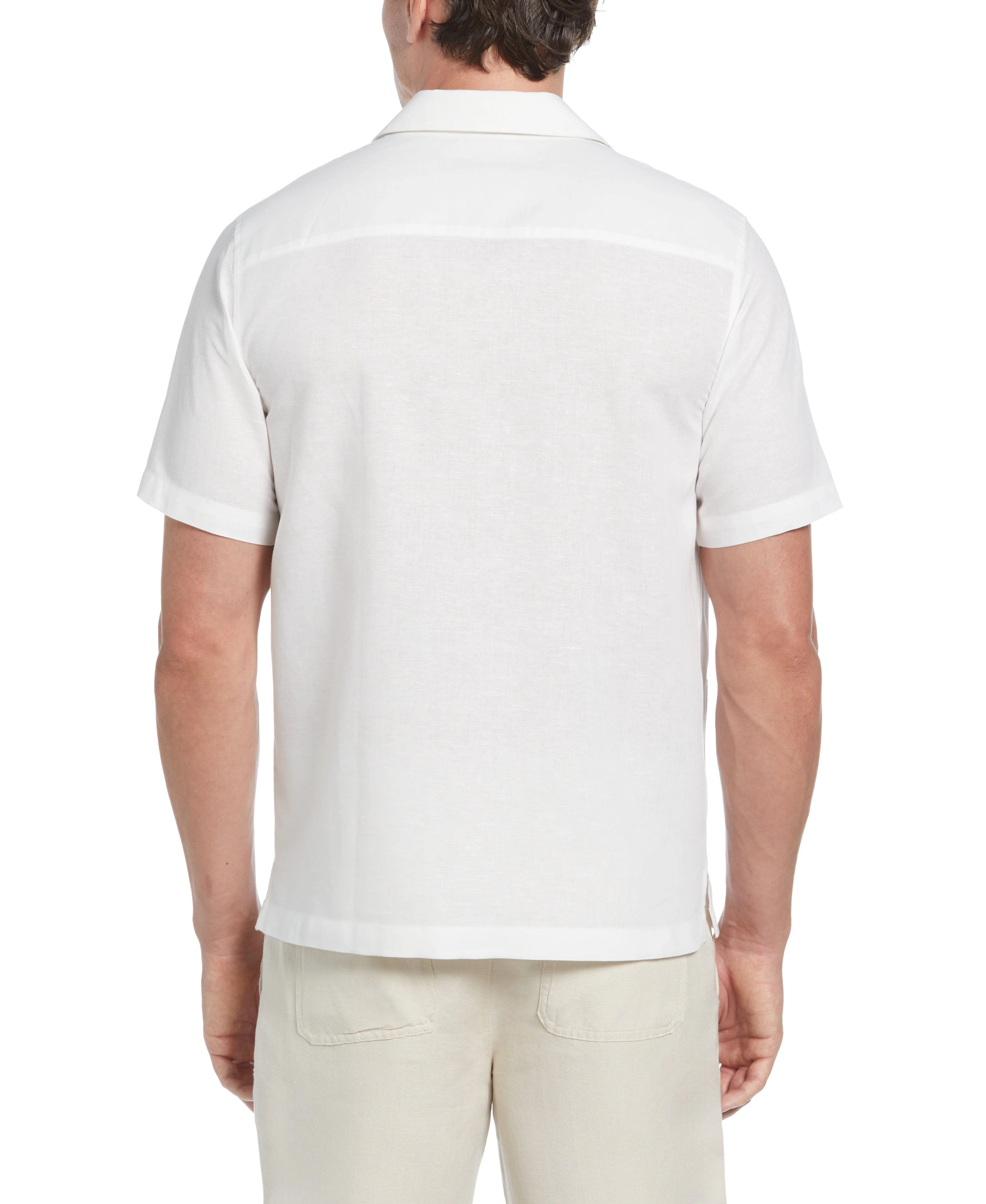 Big & Tall Linen-Blend Applique Panel Guayabera Shirt - Image 2