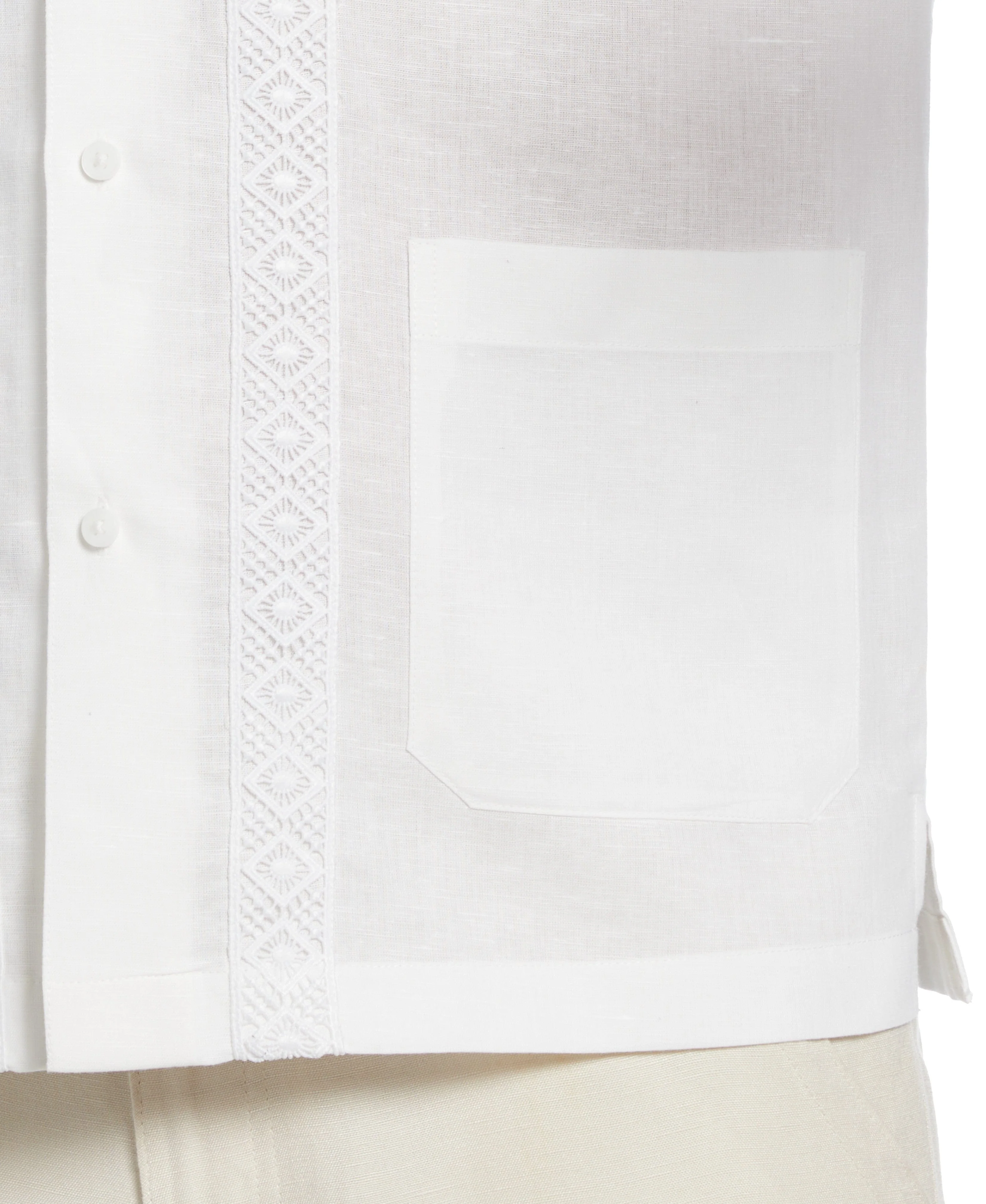 Big & Tall Linen-Blend Applique Panel Guayabera Shirt - Image 3