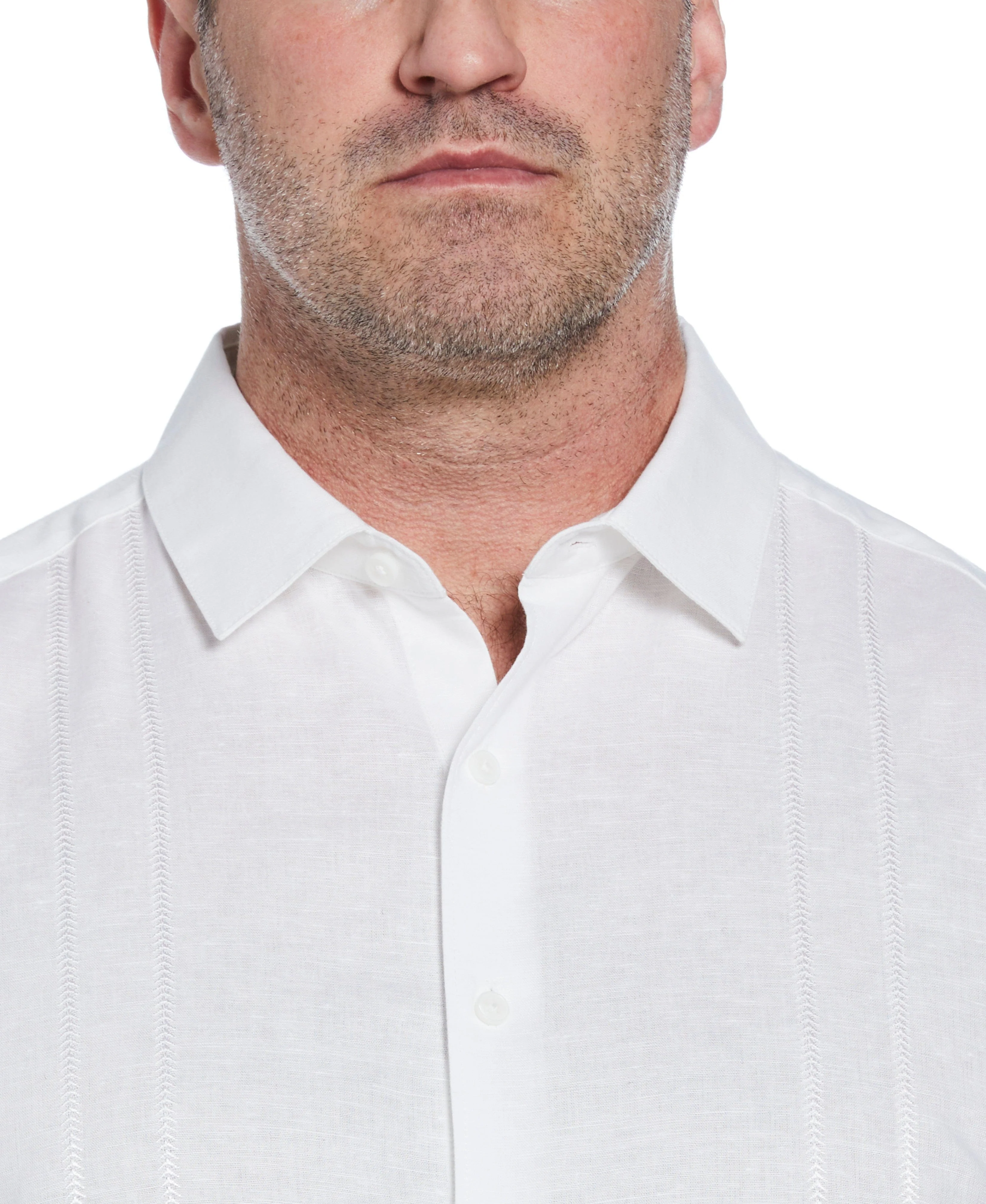 Big & Tall Linen Blend Embroidered Panel Shirt - Image 4