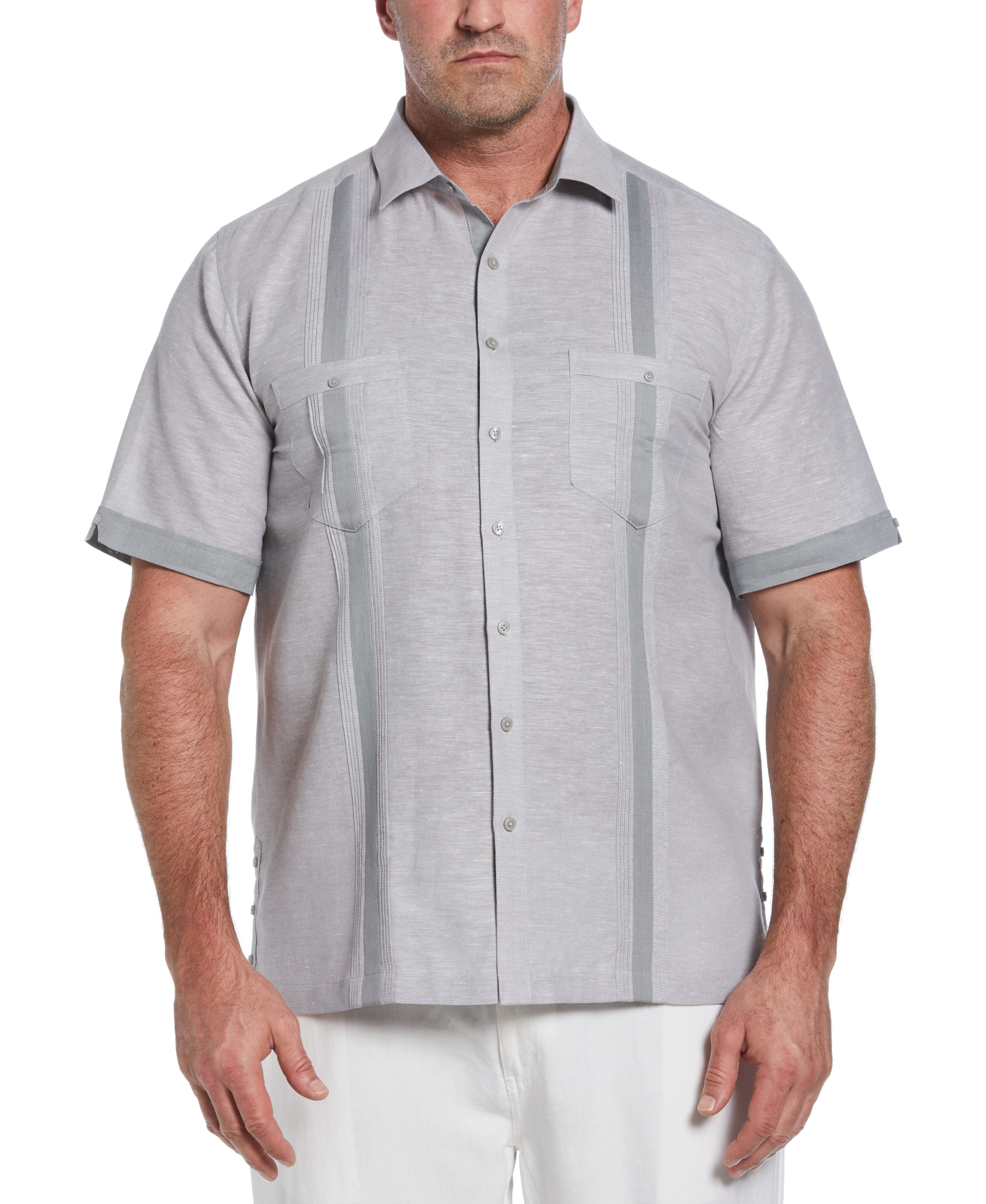 Big & Tall Linen Blend Cross Dye Guayabera Shirt - Image 13