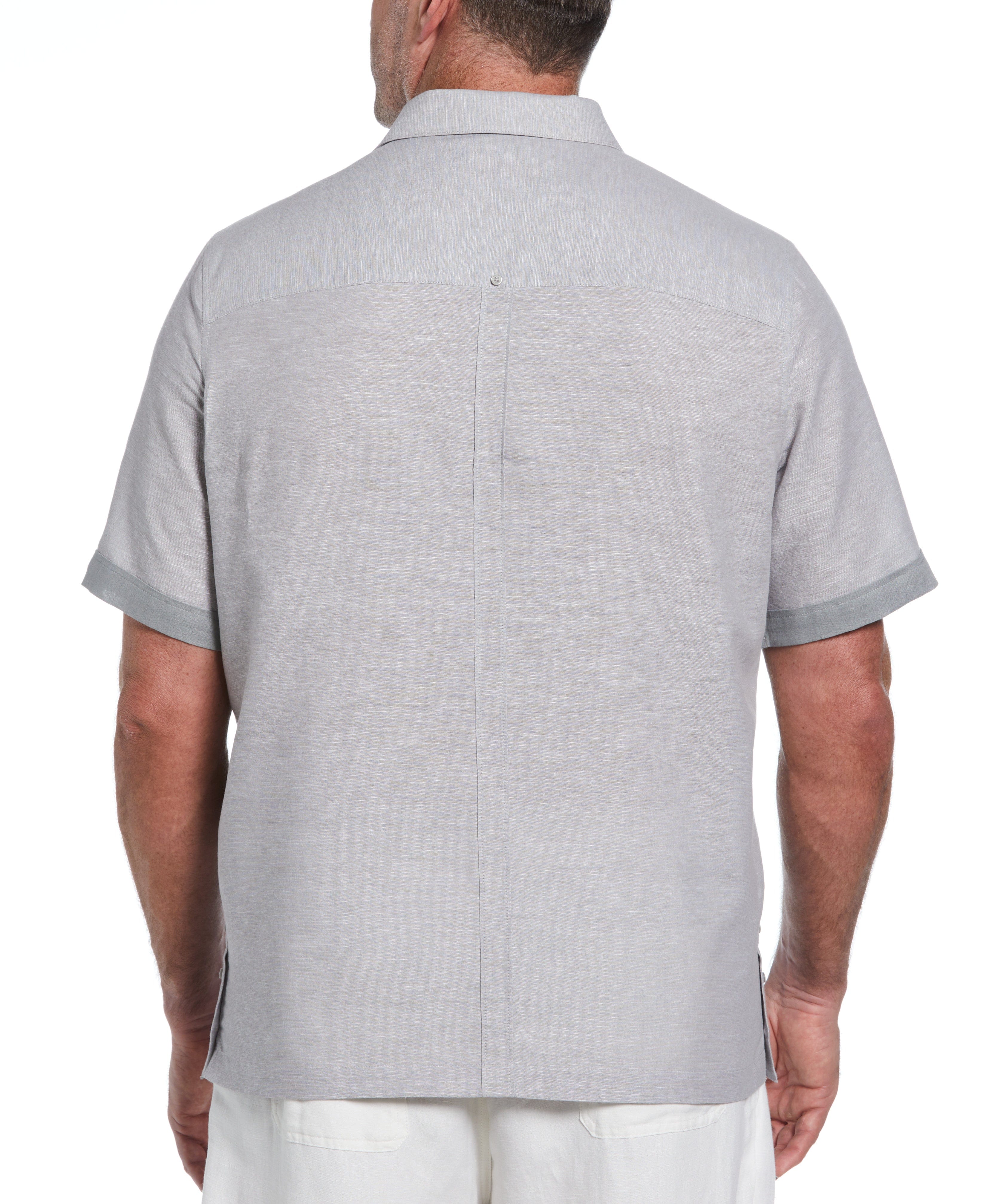 Big & Tall Linen Blend Cross Dye Guayabera Shirt - Image 14