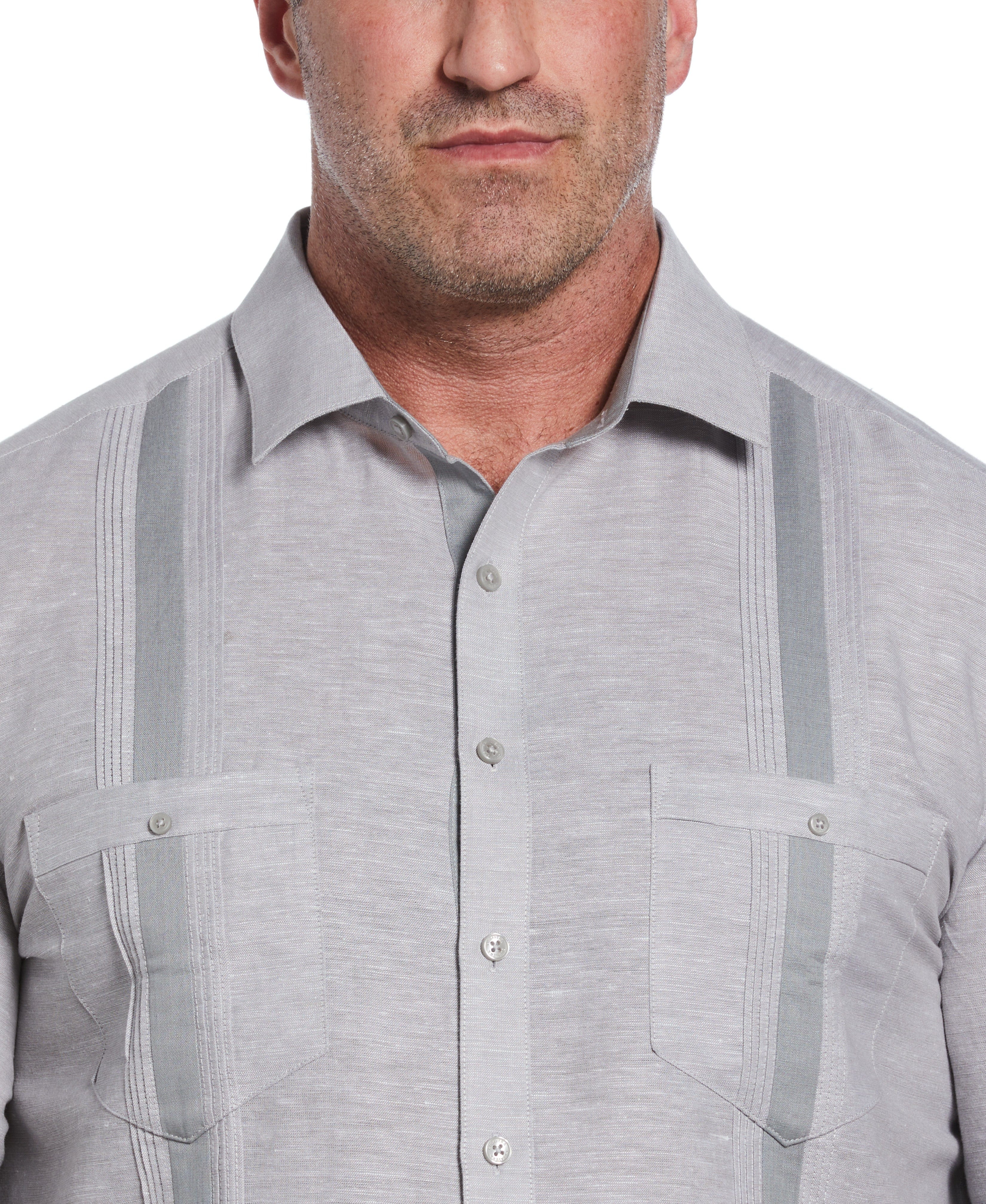 Big & Tall Linen Blend Cross Dye Guayabera Shirt - Image 16