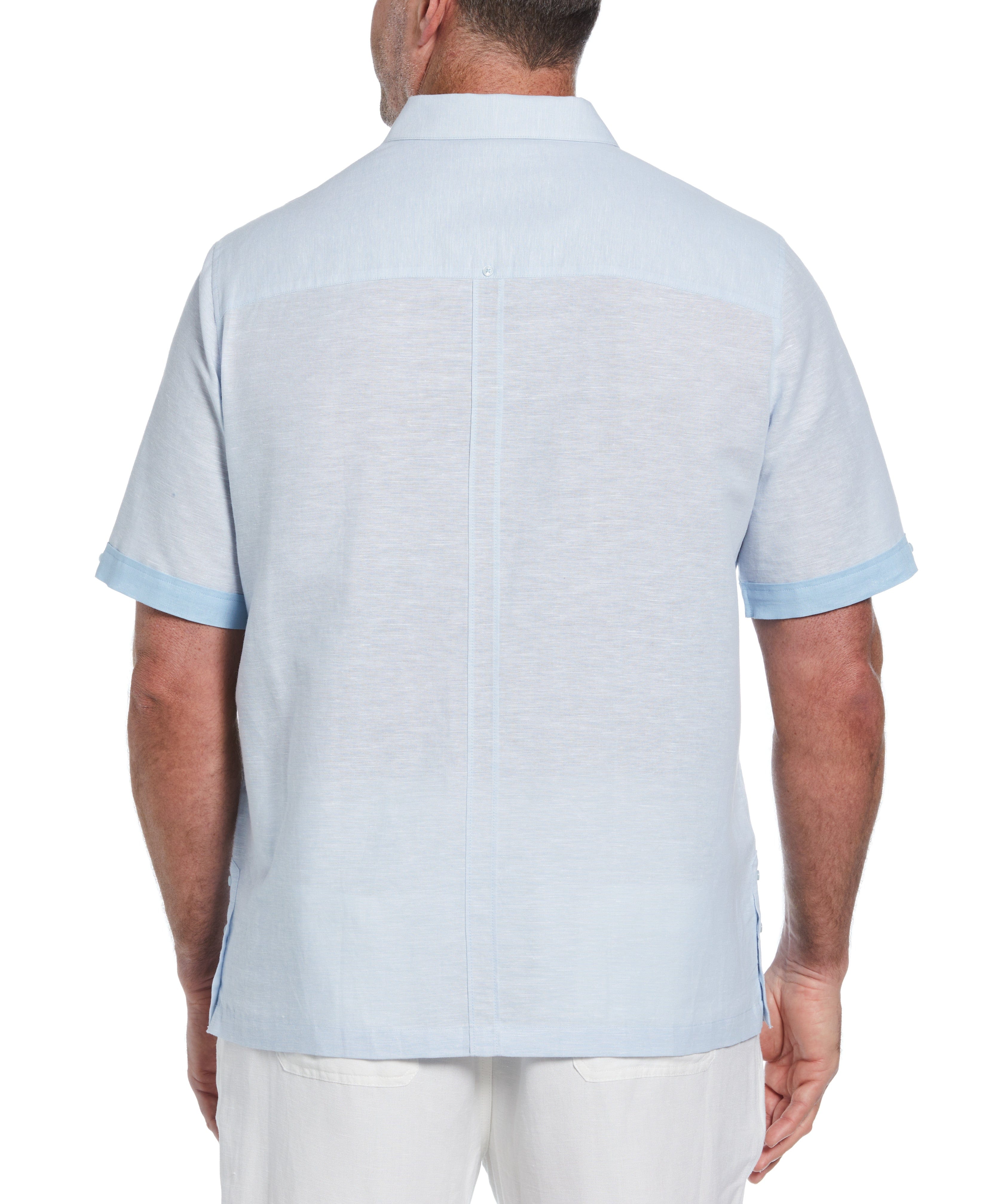 Big & Tall Linen Blend Cross Dye Guayabera Shirt - Image 19