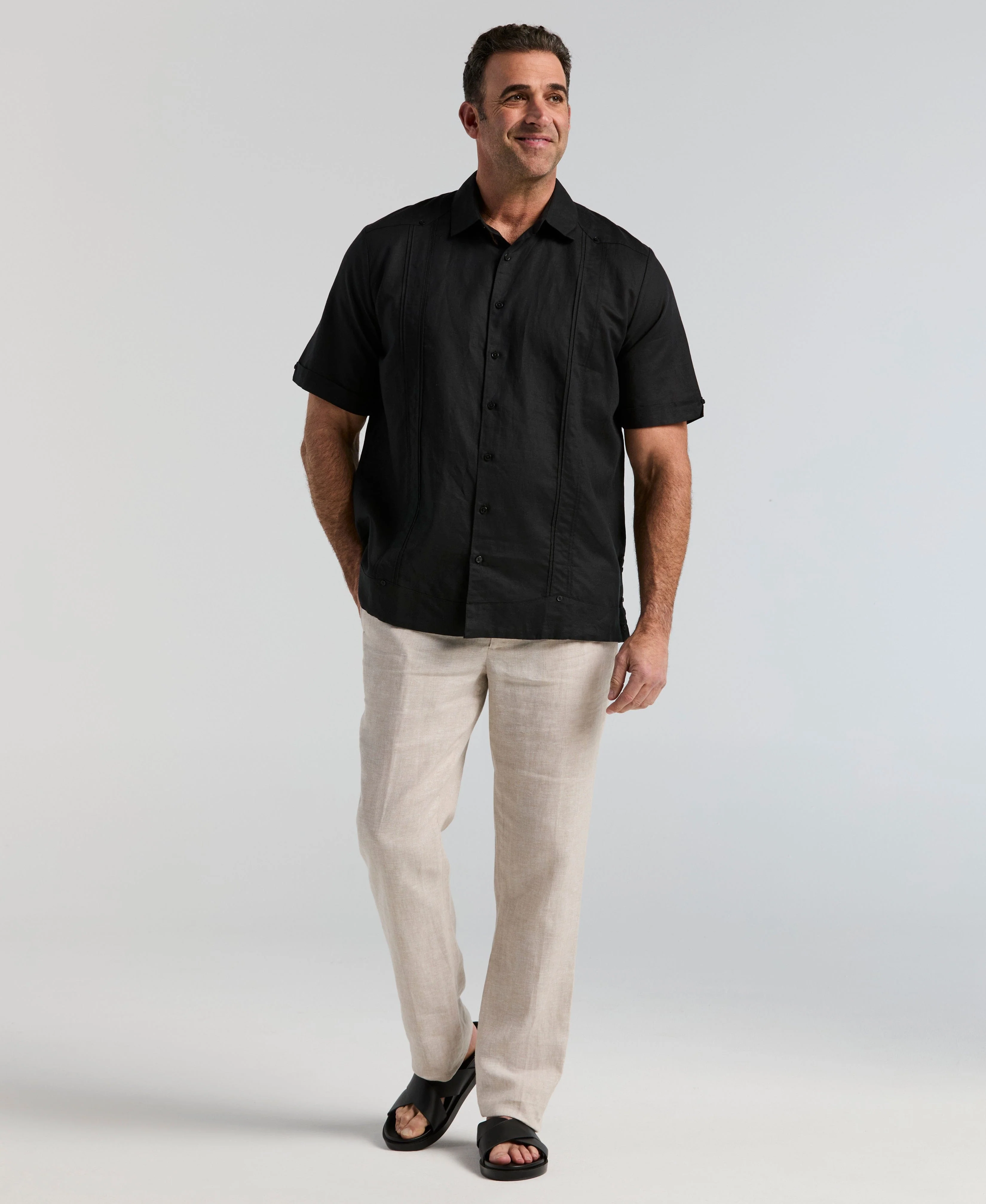 Big & Tall Linen Blend No-Pocket Guayabera Shirt - Image 10