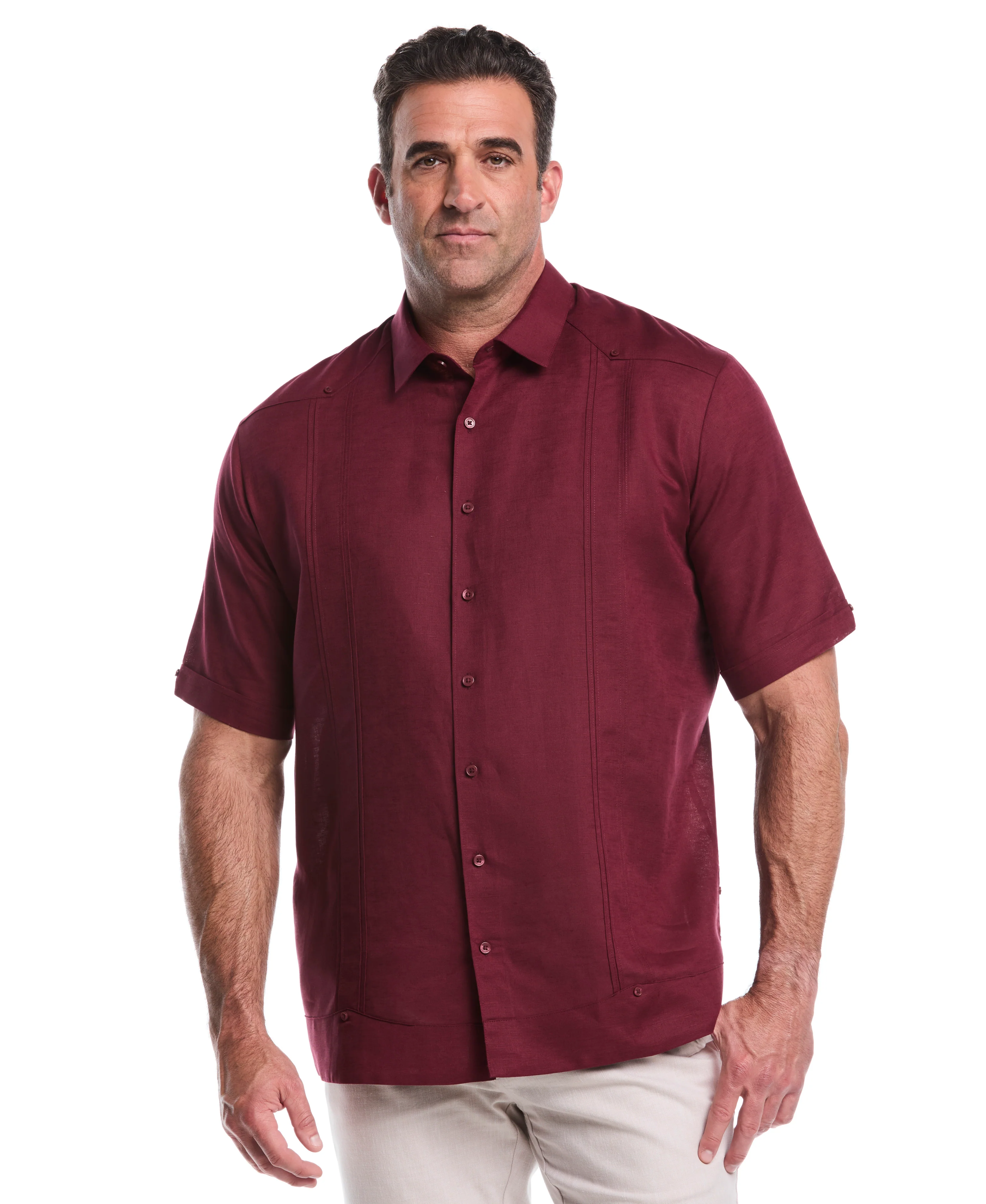 Big & Tall Linen Blend No-Pocket Guayabera Shirt - Image 13