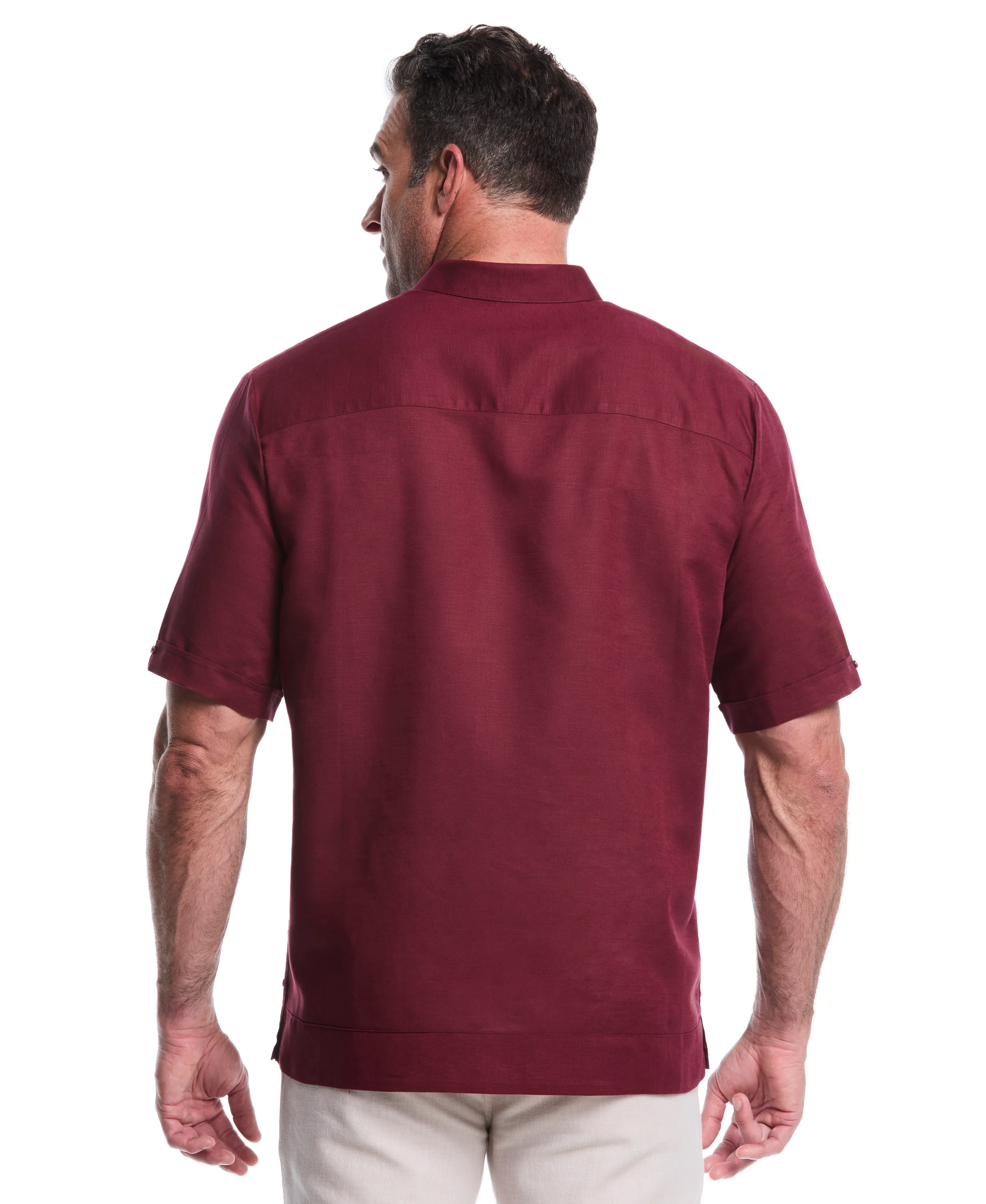 Big & Tall Linen Blend No-Pocket Guayabera Shirt - Image 15