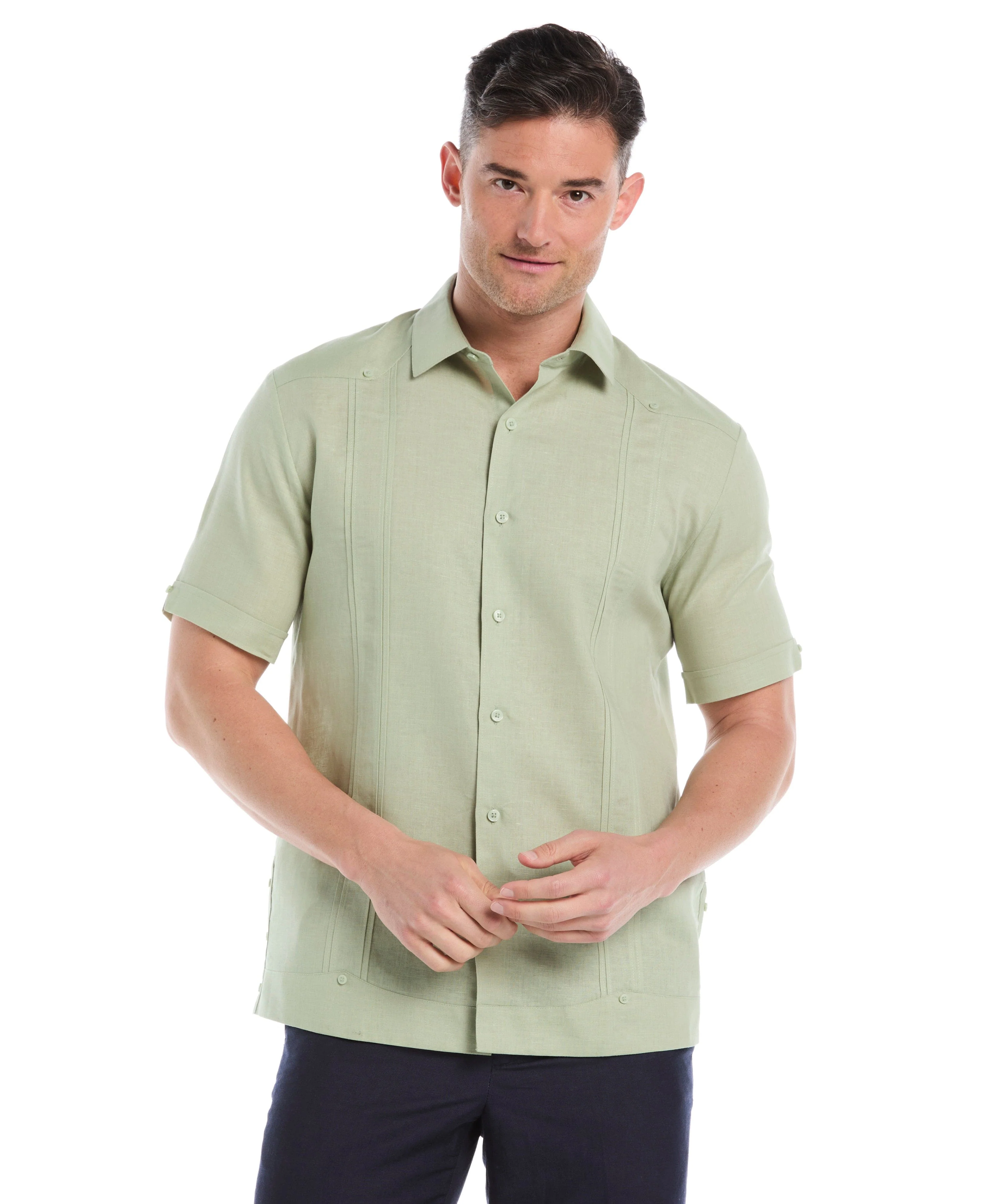 Big & Tall Linen Blend No-Pocket Guayabera Shirt - Image 20