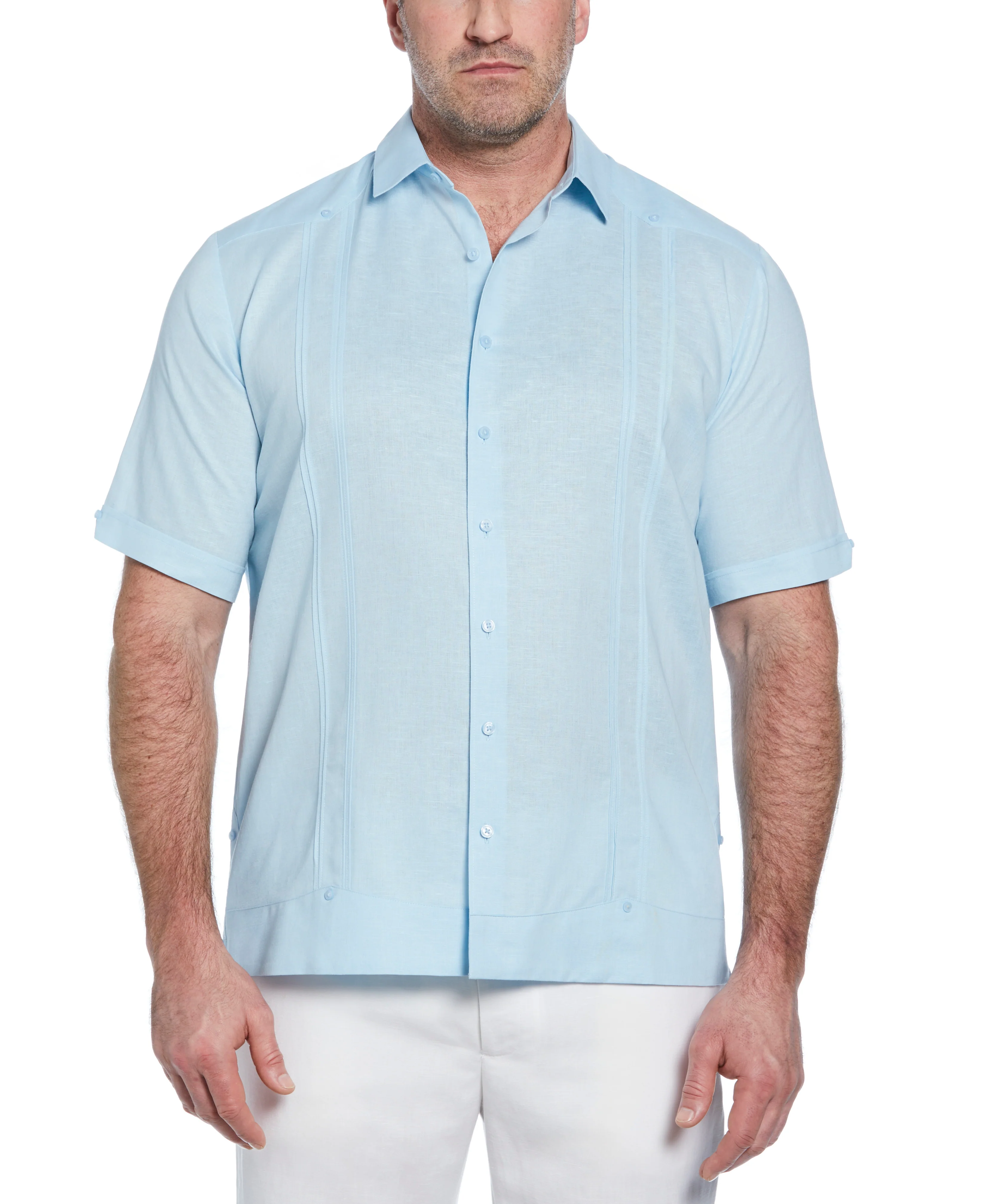Big & Tall Linen Blend No-Pocket Guayabera Shirt - Image 32