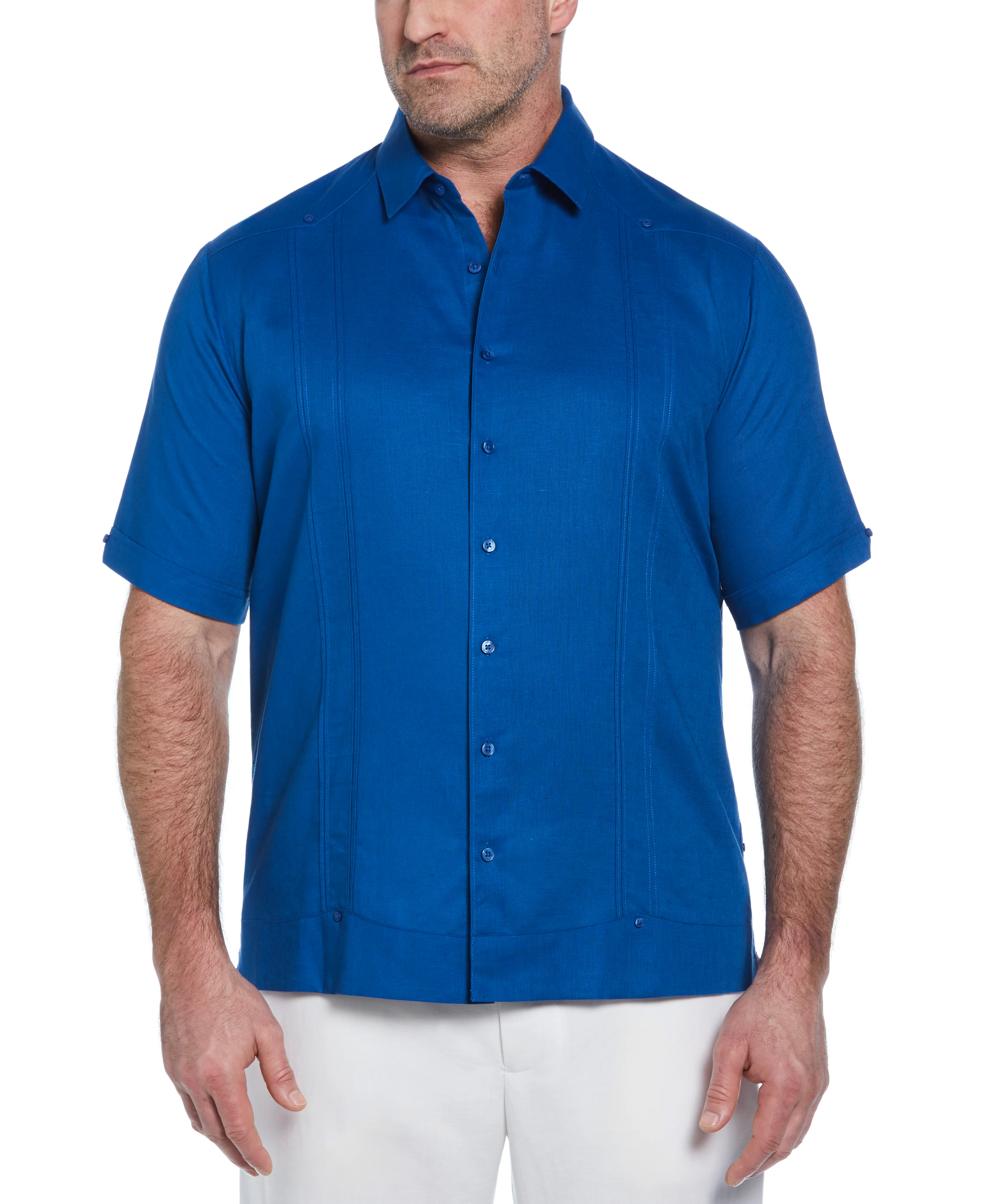 Big & Tall Linen Blend No-Pocket Guayabera Shirt - Image 37