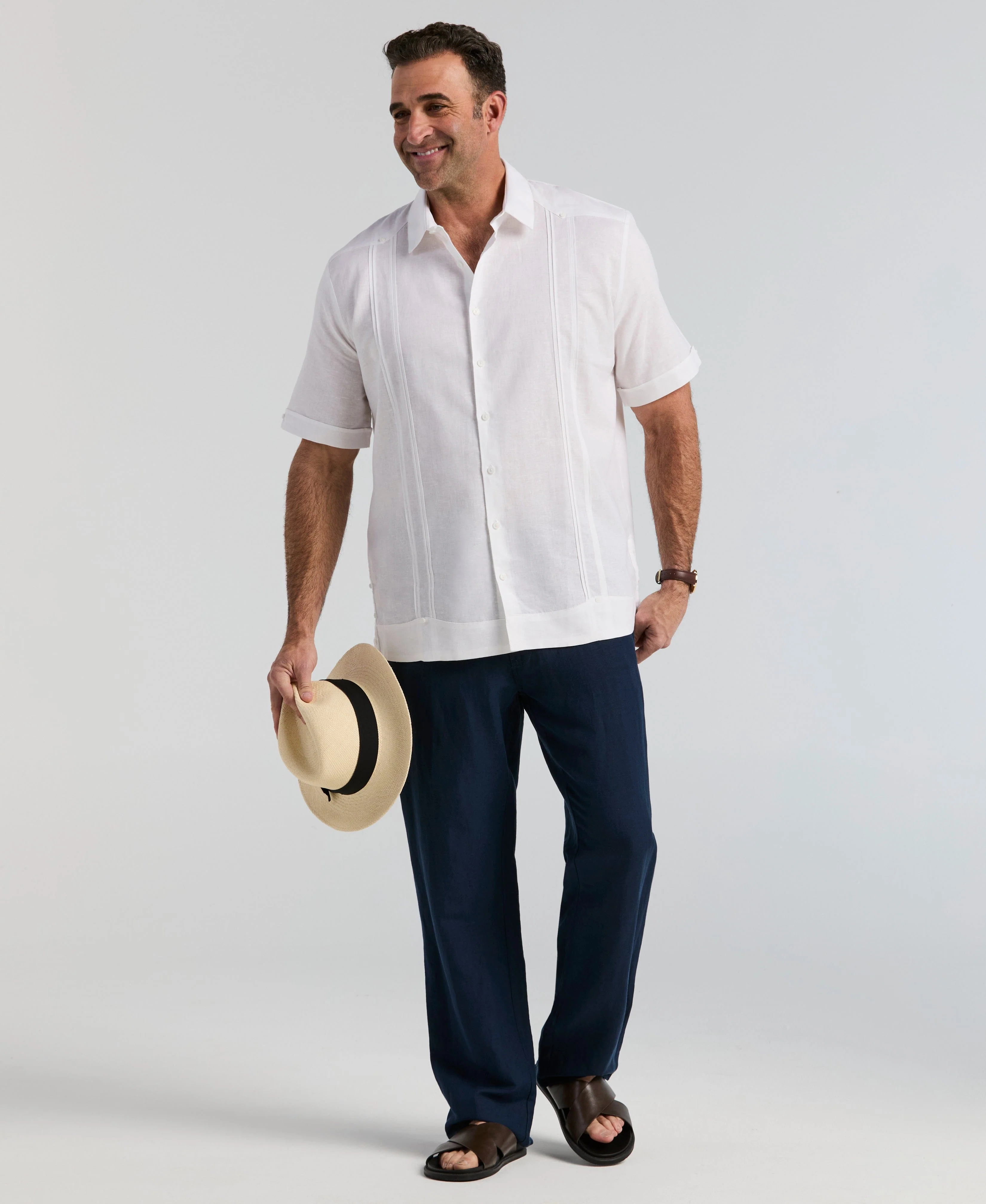 Big & Tall Linen Blend No-Pocket Guayabera Shirt - Image 4