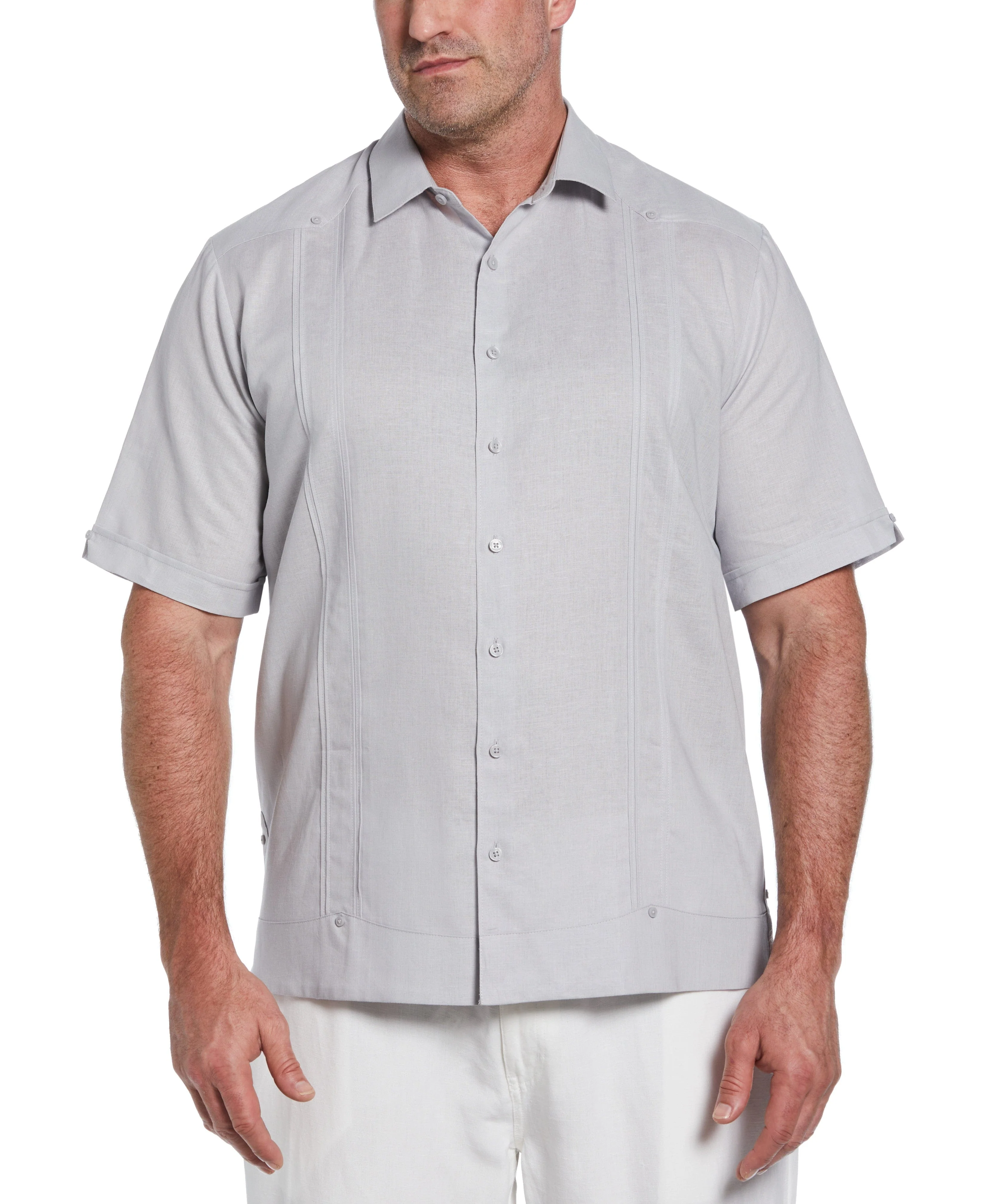 Big & Tall Linen Blend No-Pocket Guayabera Shirt - Image 42