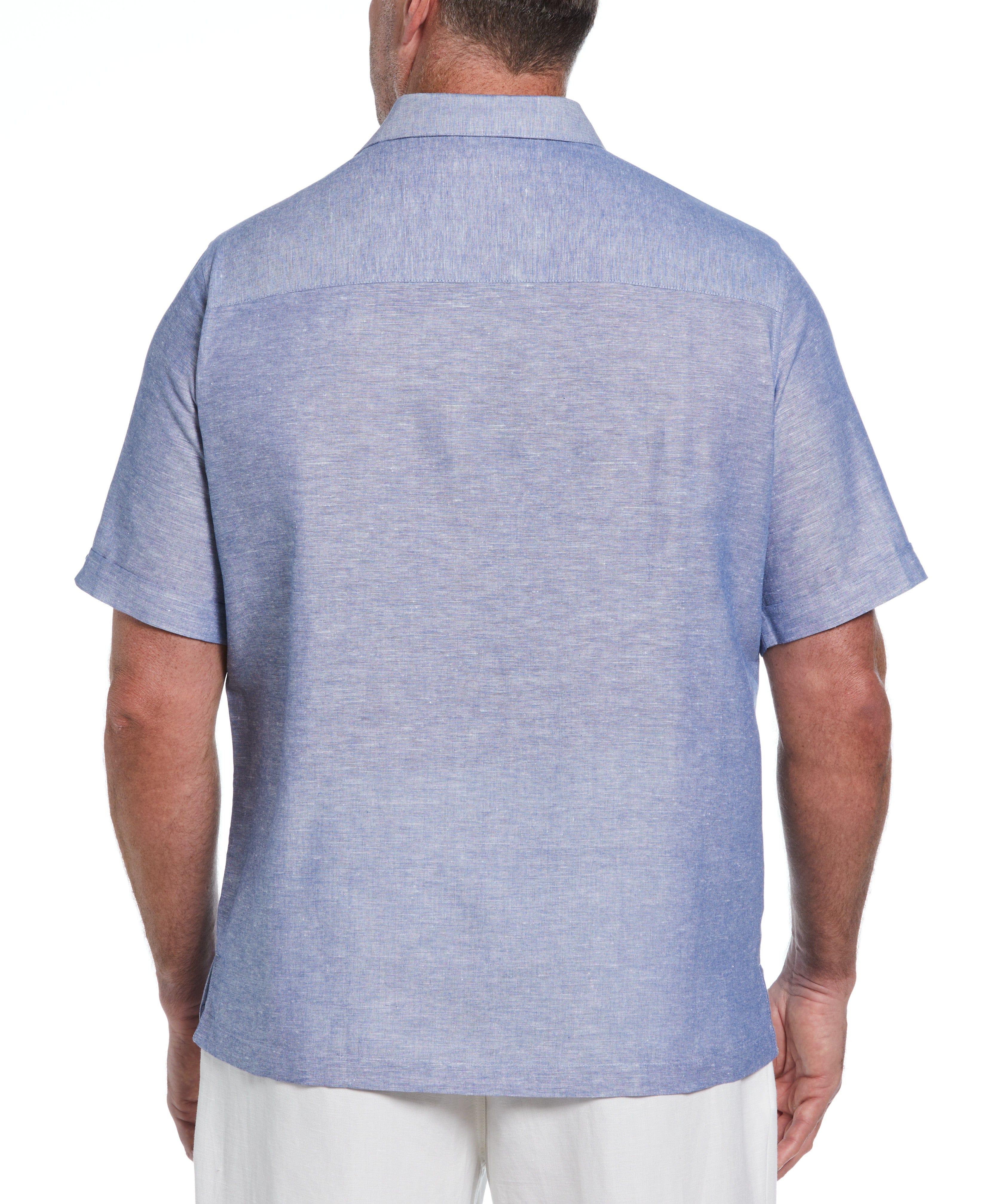 Big & Tall Linen Blend Textured Panel Shirt - Image 2