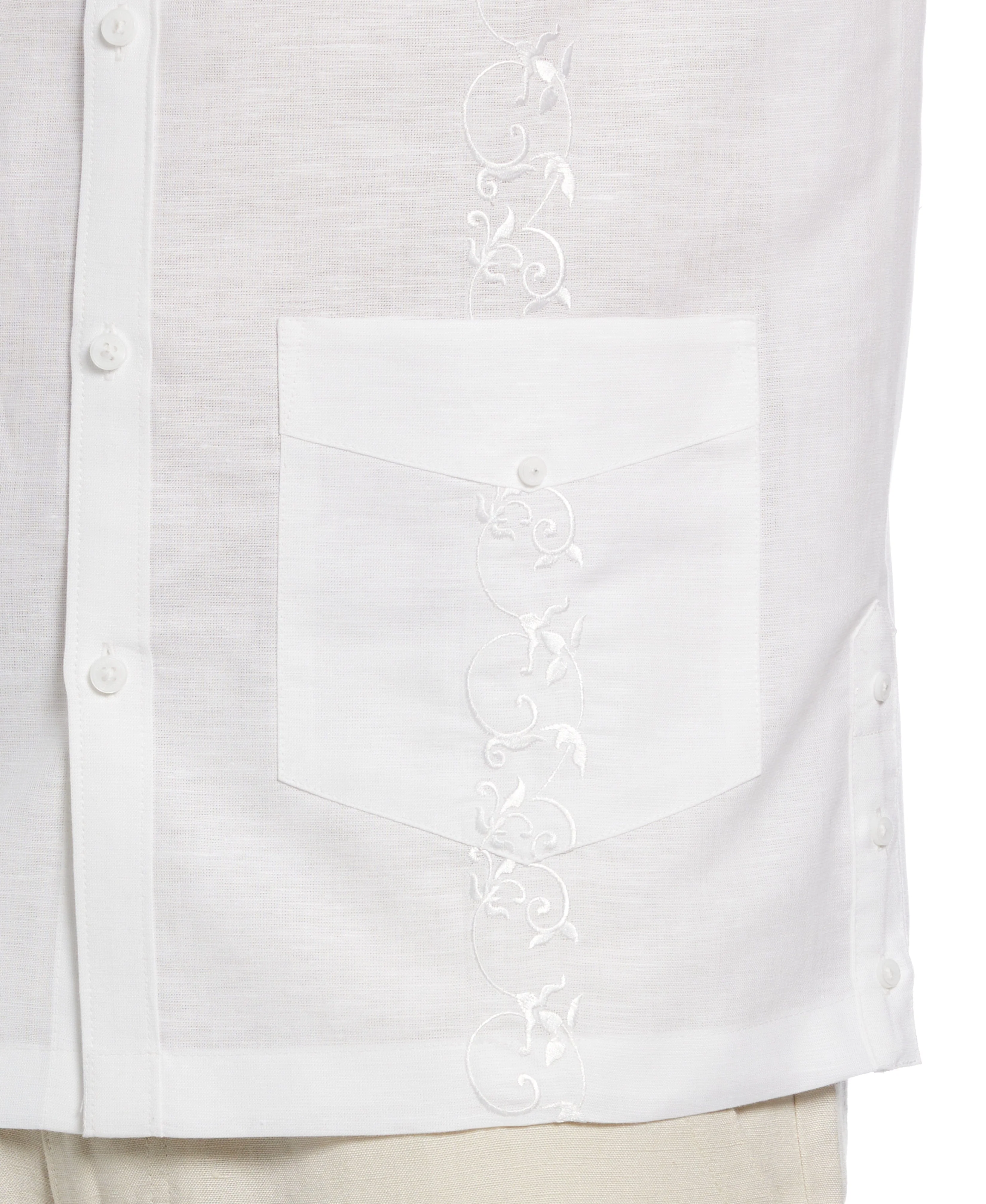 Big & Tall Linen Blend Tonal Embroidery Guayabera Shirt - Image 3