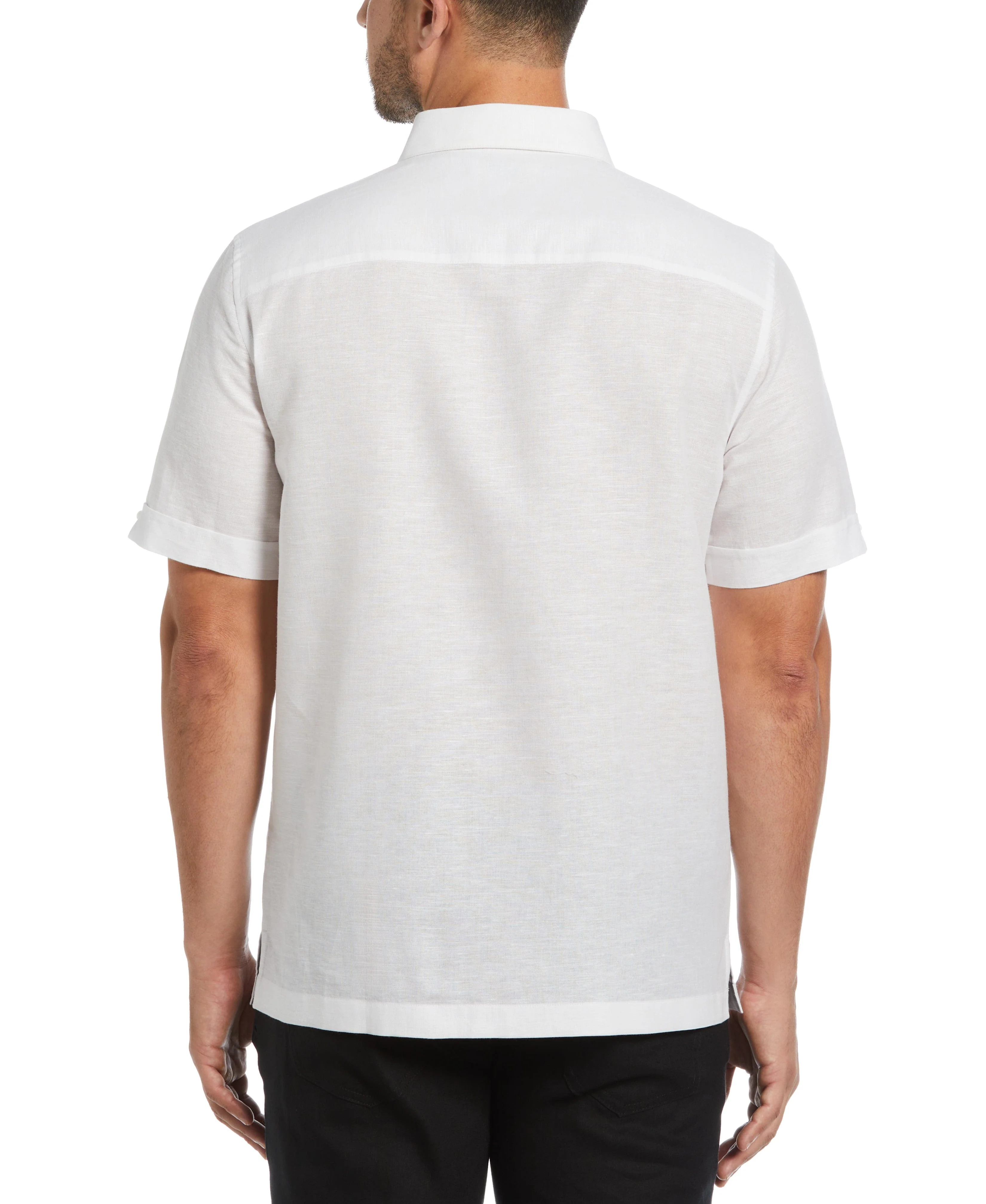 Linen Blend Yarn Dyed Panel Shirt - Image 2