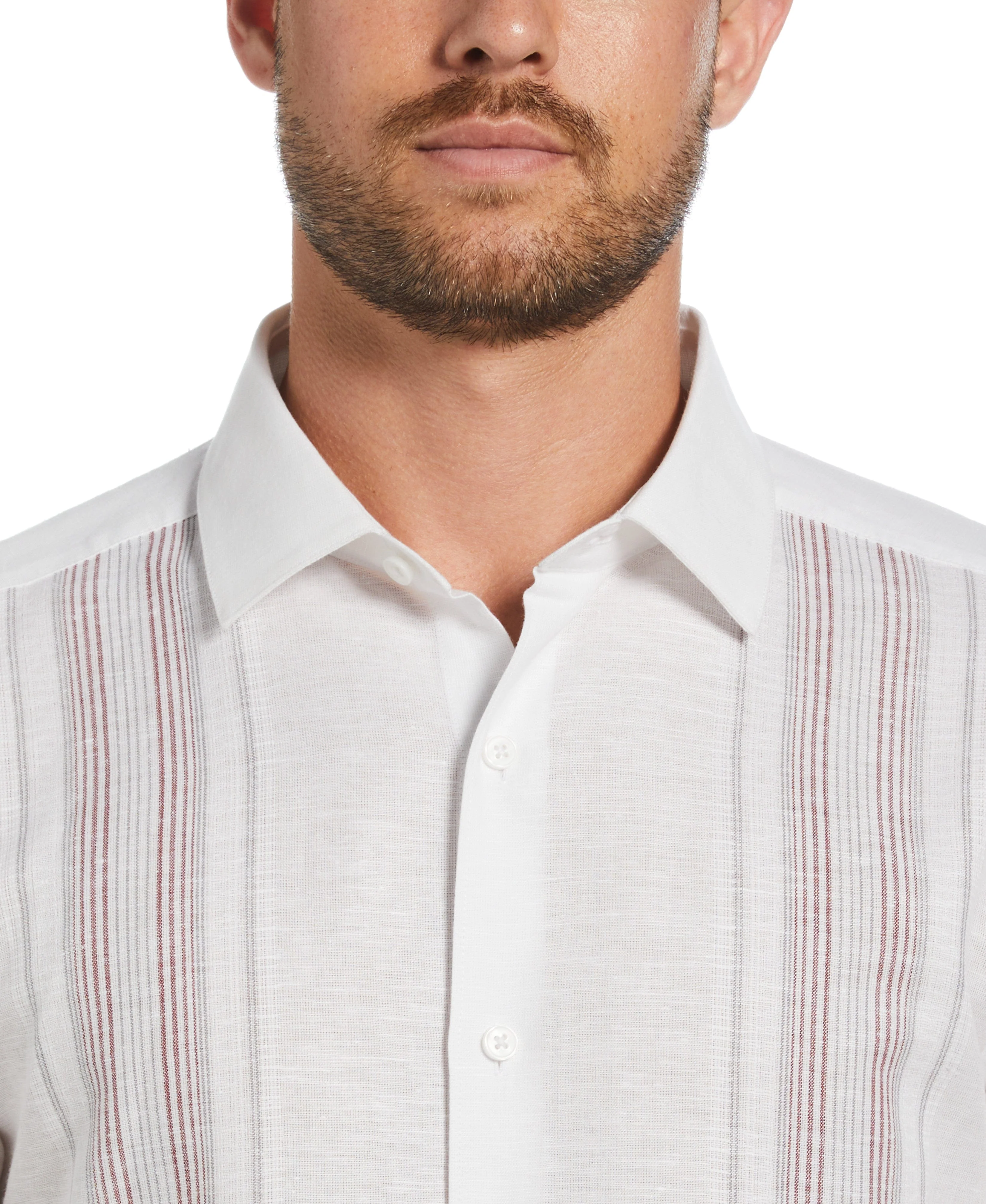 Linen Blend Yarn Dyed Panel Shirt - Image 4