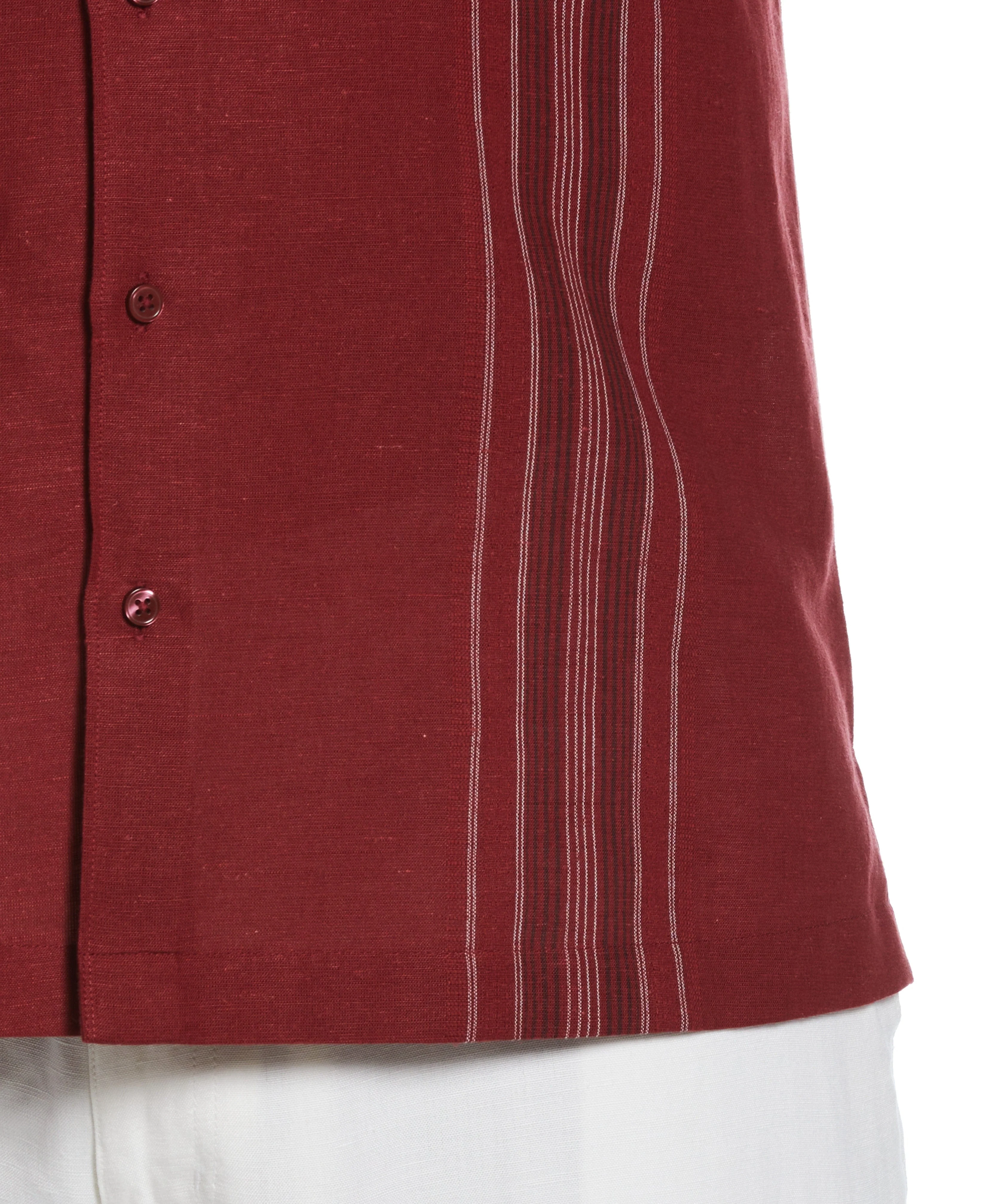 Big & Tall Linen Blend Yarn Dyed Panel Shirt - Image 8