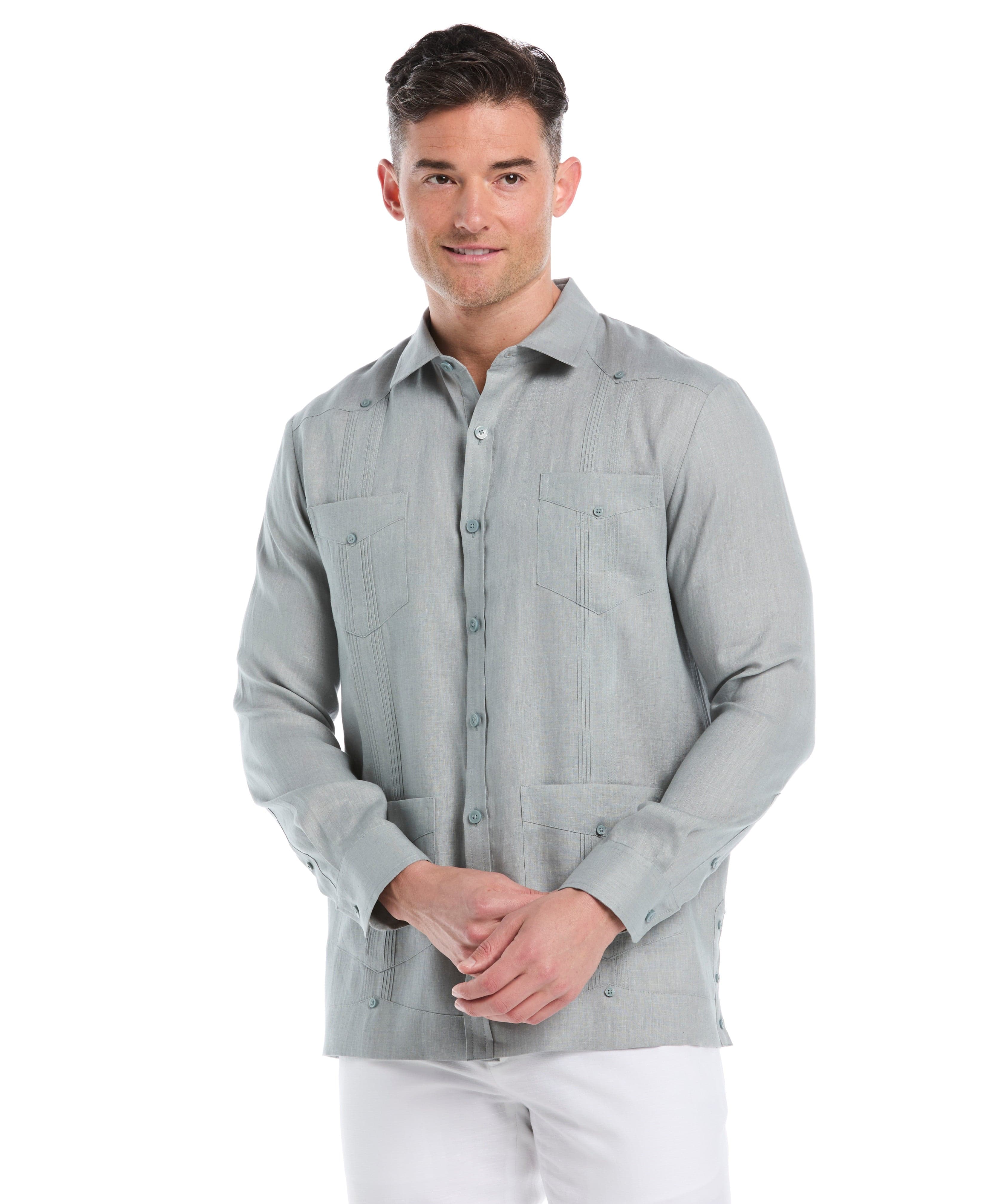 Big & Tall 100% Linen Classic Guayabera Shirt - Long Sleeve - Image 11
